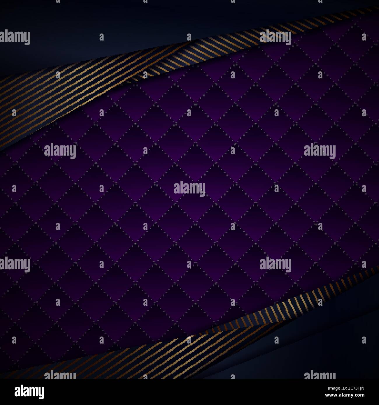 Abstract template blue triangles overlap with gold lines on purple ...