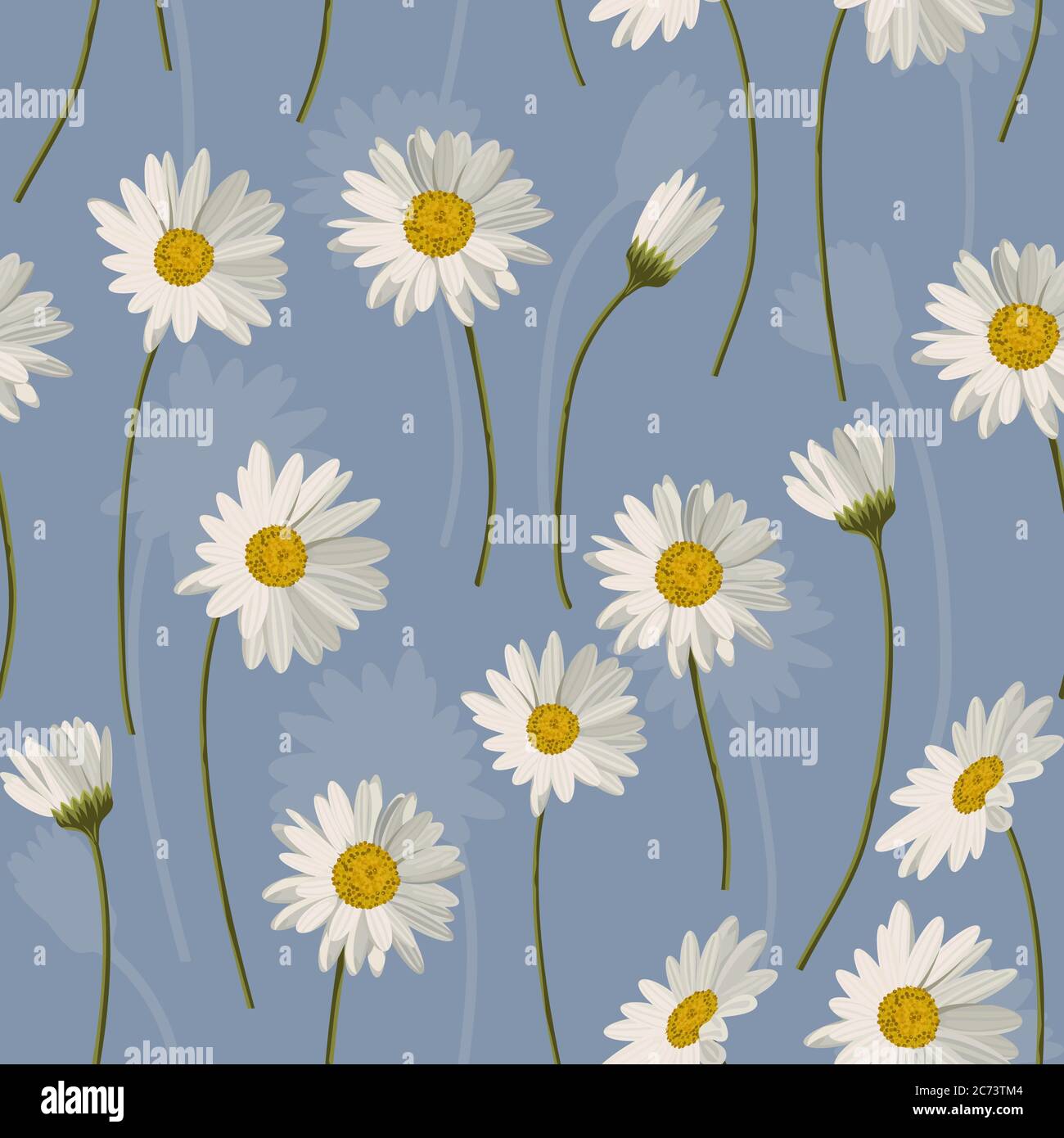 Seamless Pattern With White Daisies On Blue Background Vector Illustration Stock Vector Image Art Alamy Seamless Pattern With White Daisies On Blue Background Vector Illustration Stock Vector Image Art Alamy
