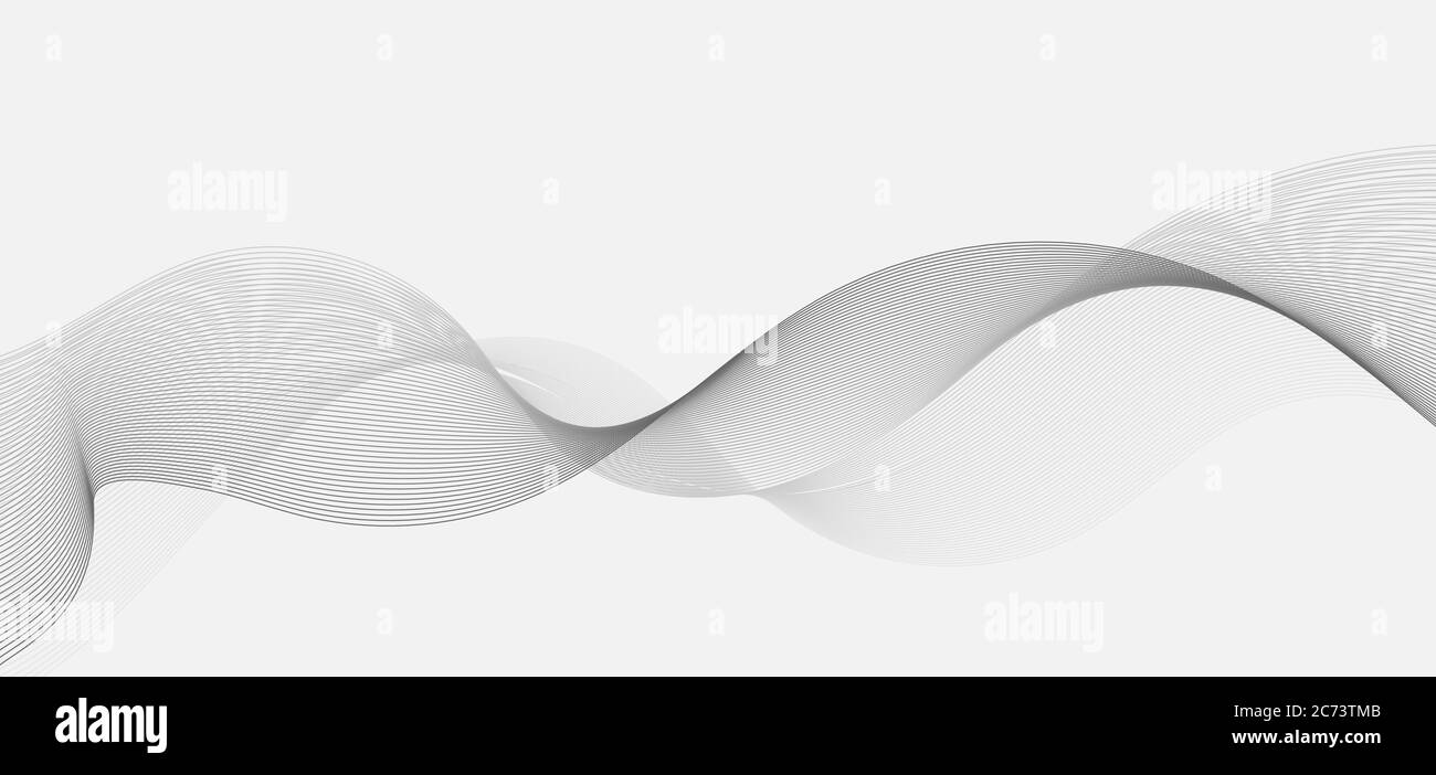 Abstract gray smooth curved wave lines on white background. Vector ...