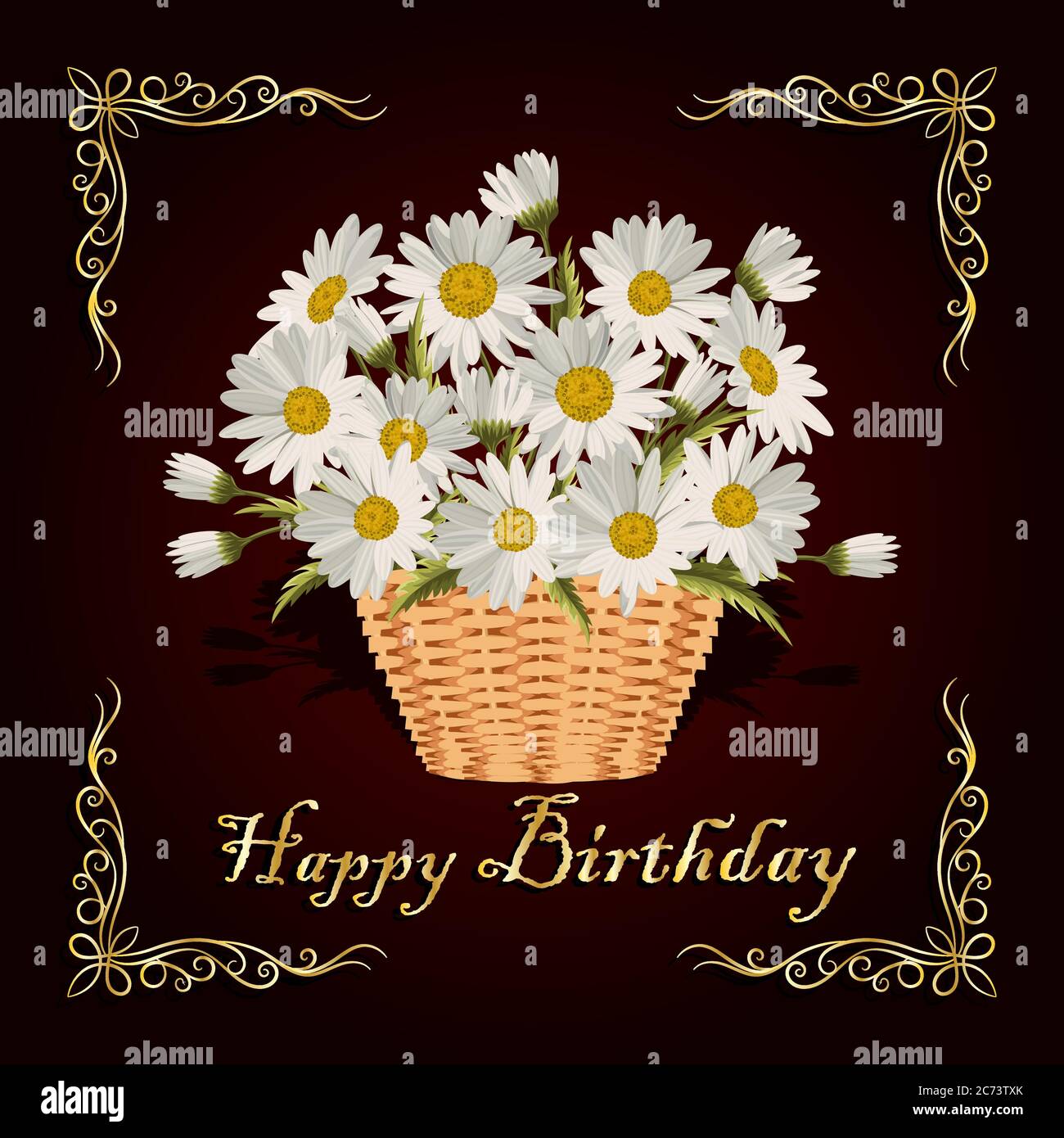 Happy birthday card yellow daisies hi-res stock photography and images