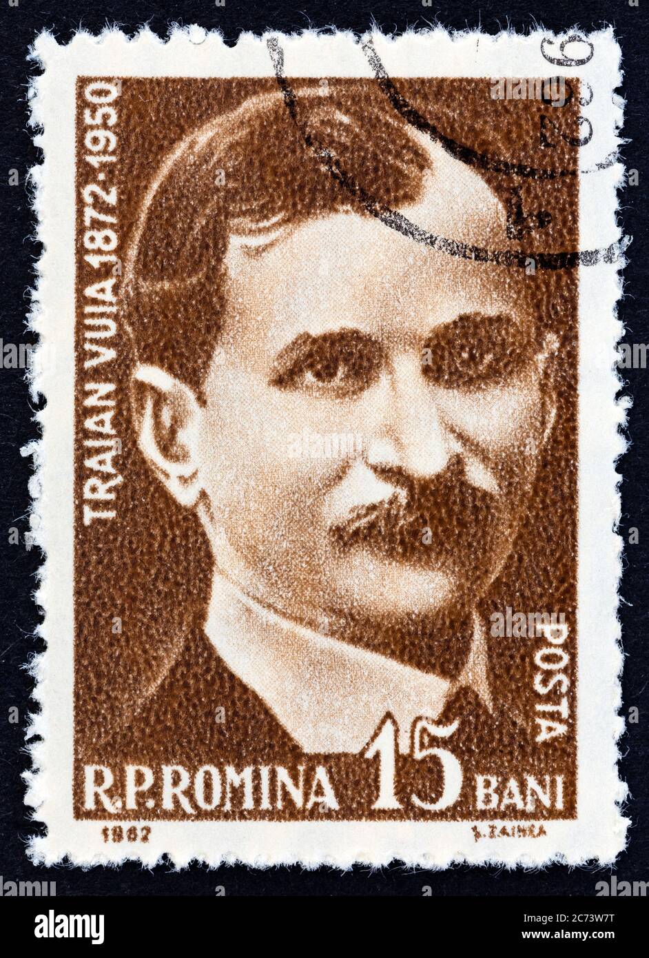 ROMANIA - CIRCA 1962: A stamp printed in Romania shows Traian Vuia, aviaton pioneer, circa 1962. Stock Photo