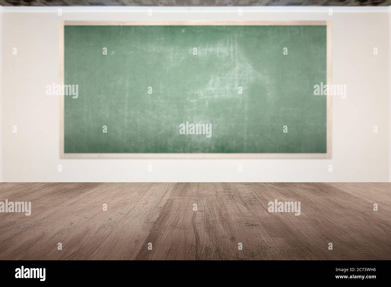 Chalkboard inside the classroom with white wall background Stock Photo