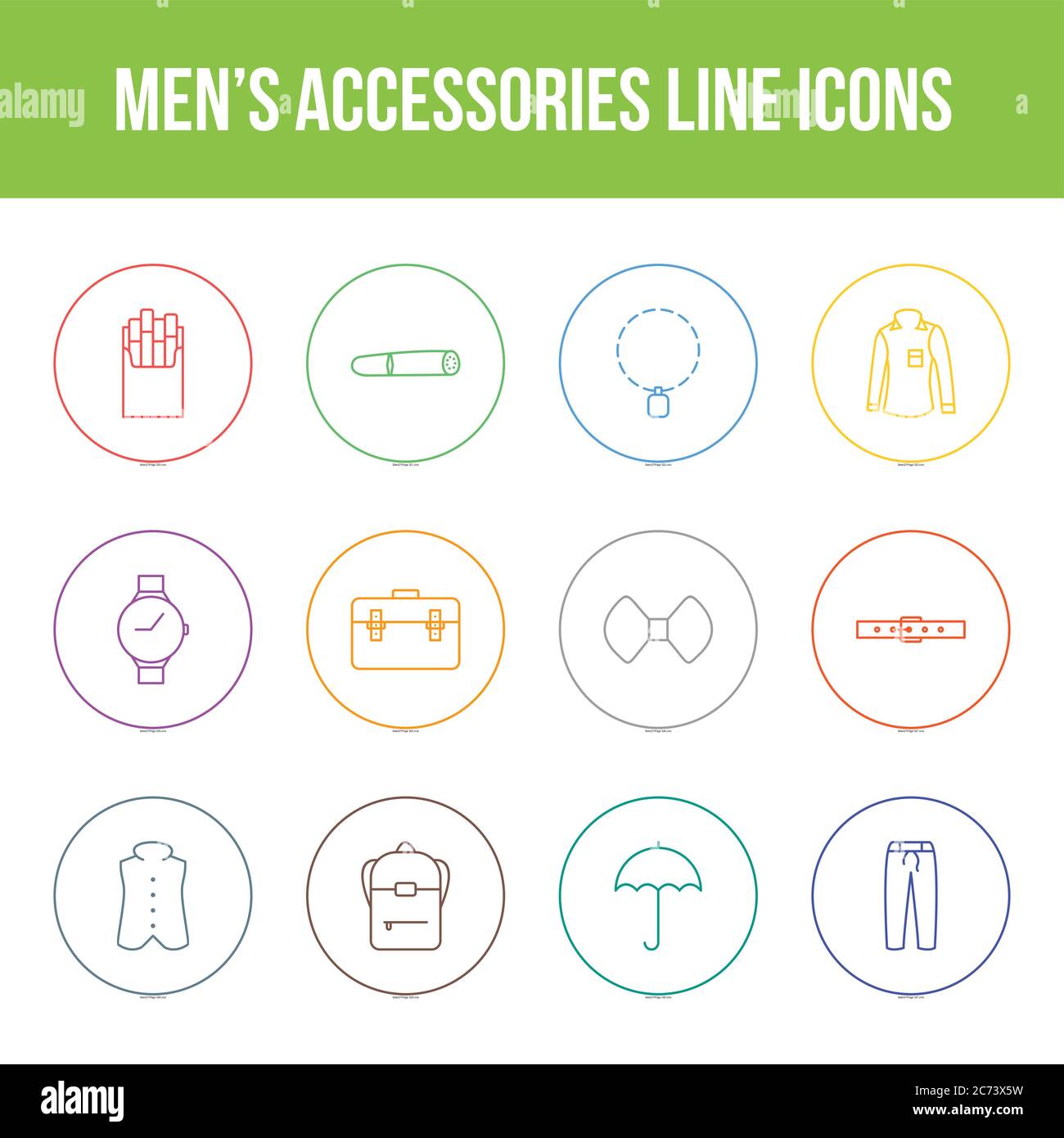 Unique men's accessories vector line icon set Stock Vector