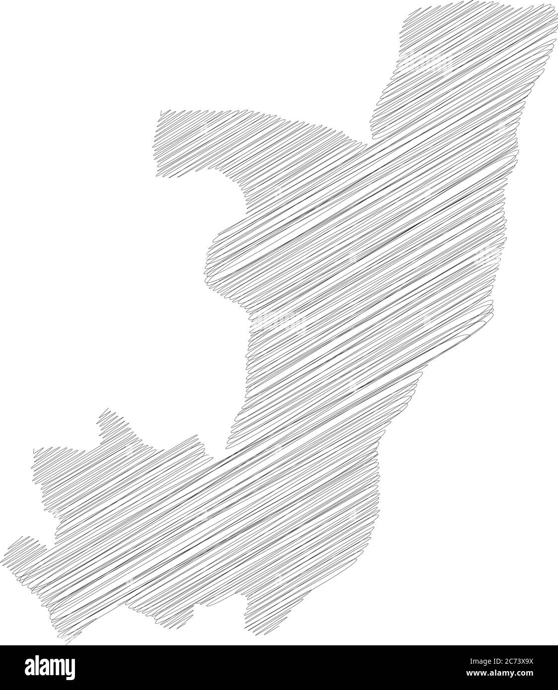 Republic of the Congo, former Zaire - pencil scribble sketch silhouette ...