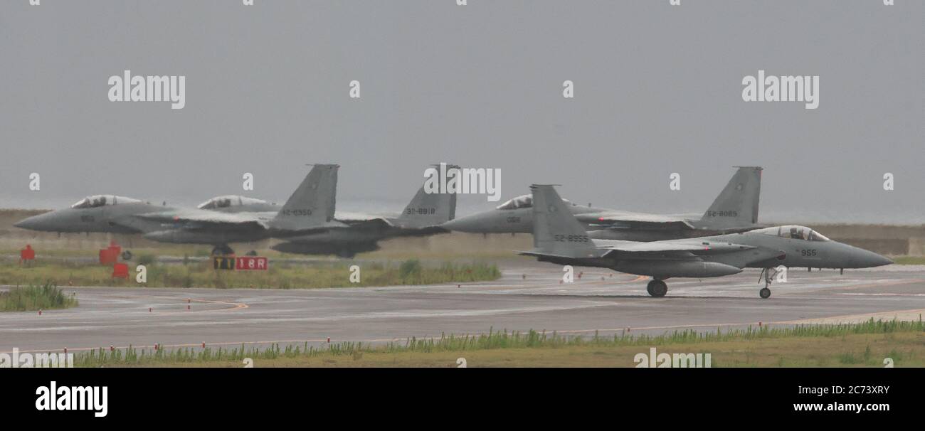Japan Air Self-Defense Force F-15J Eagle taxiing at Naha Air Base in Okinawa-Prefecture, Japan on June 26, 2020. Credit: AFLO/Alamy Live News Stock Photo