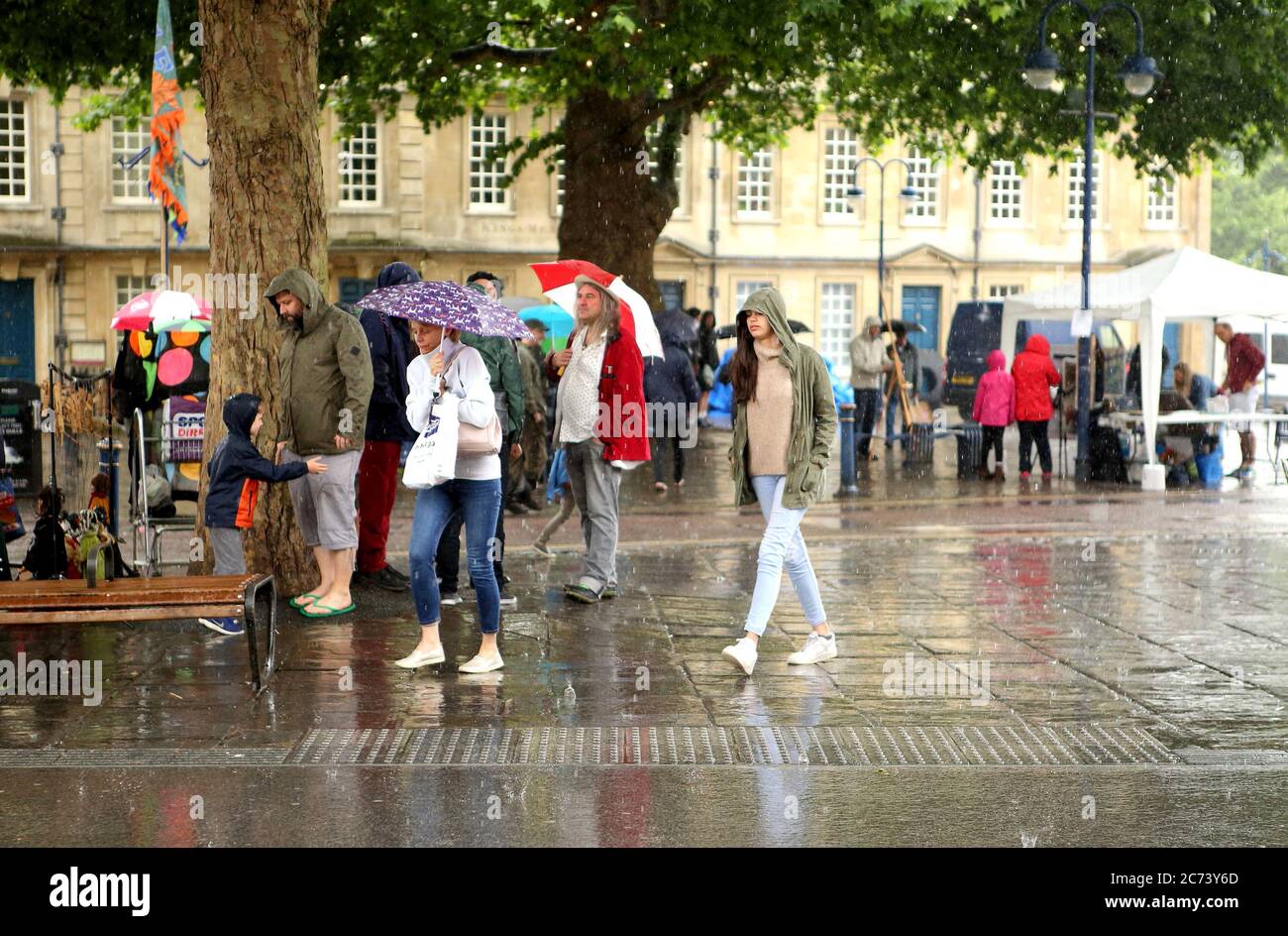 Rainy day at  Kingsmead Square,Bath,Somerset,England.The photo was taken on 4th of June,2017. Stock Photo