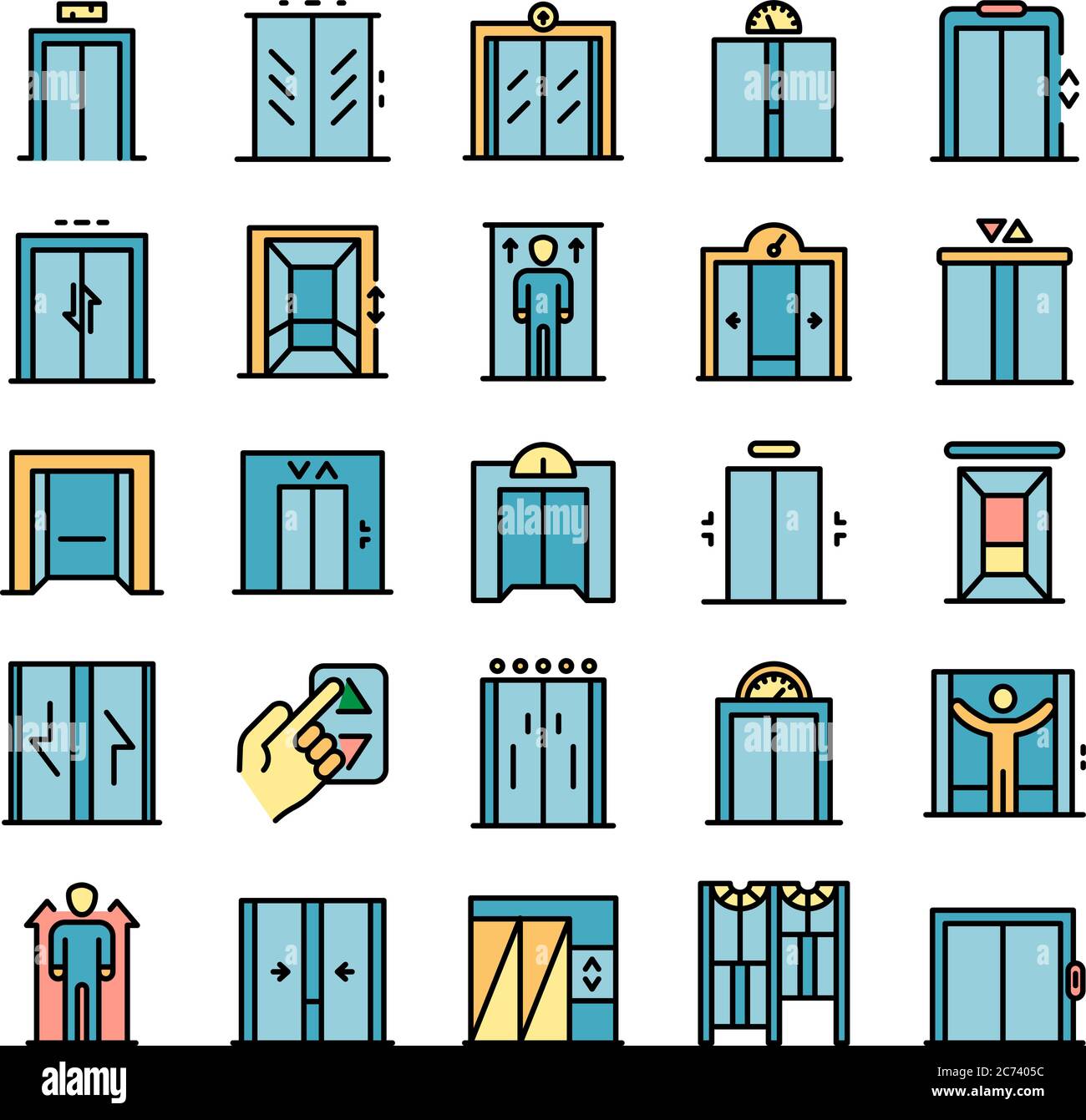 Elevator icons set vector flat Stock Vector Image & Art Alamy