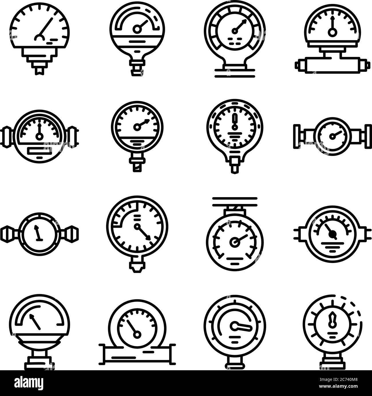 Manometer icons set, outline style Stock Vector Image & Art Alamy