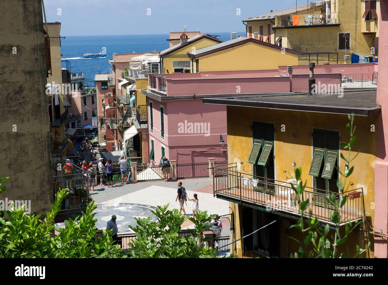 Europe, Italy, Liguria, Ligurian, La Spezia, Manarola, Cinque Terre town. Stock Photo