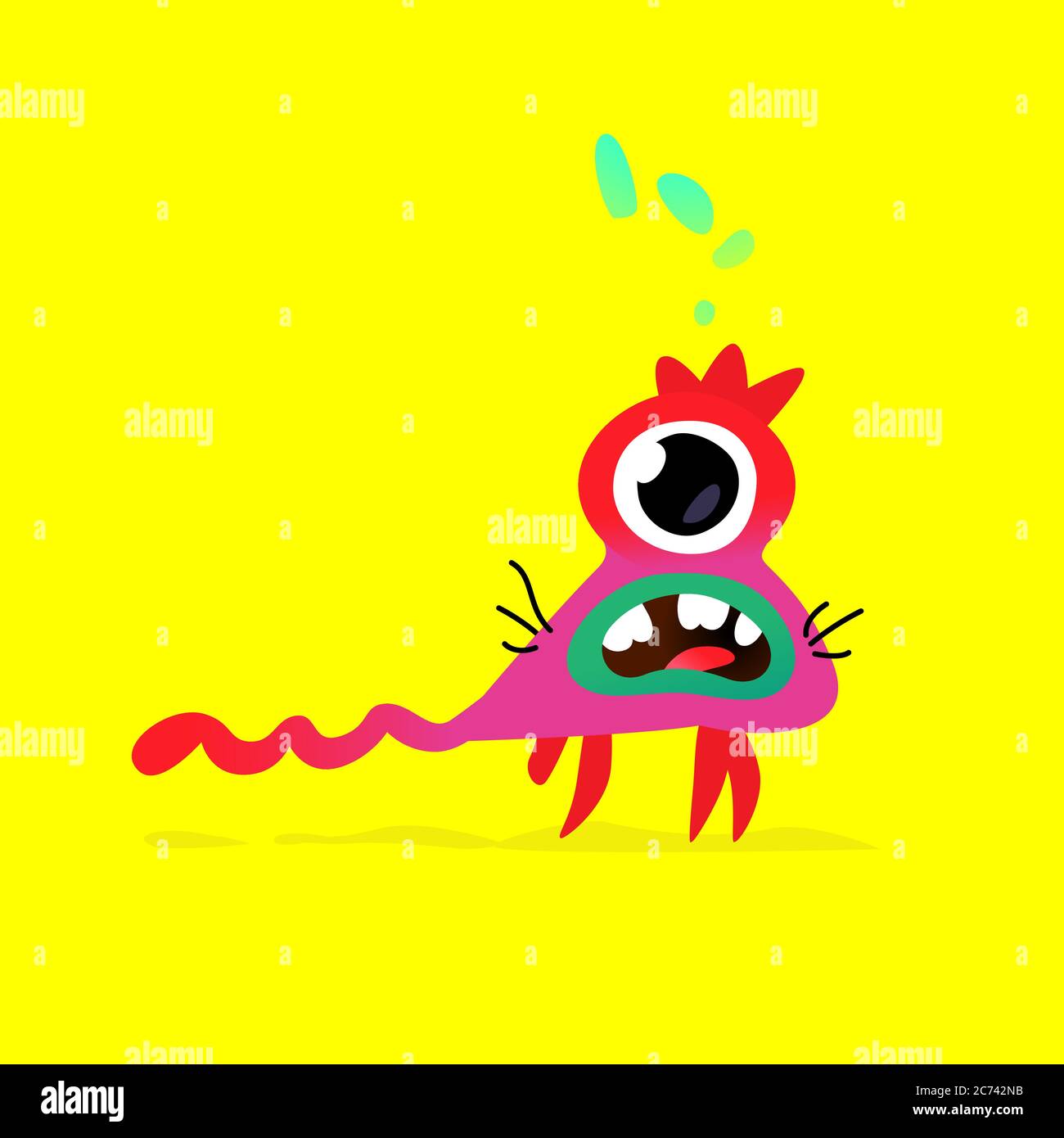 Illustration of a cute, lovely big-eyed monster character. Vector ...