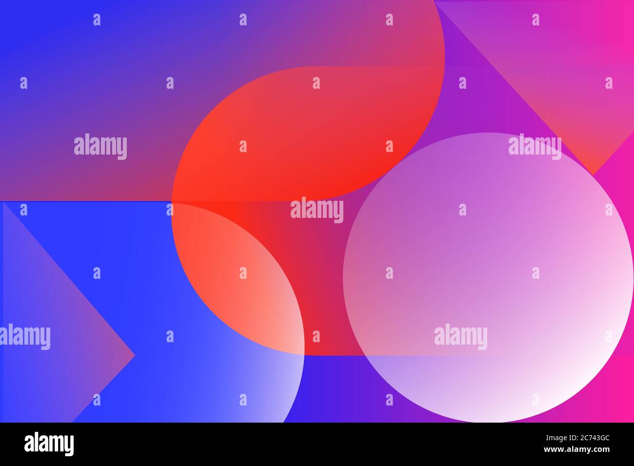 Abstract colored background from triangles, circles and lines. Vector. Geometric figures. Horizontal vibrant gradient background for projects. Modern Stock Vector