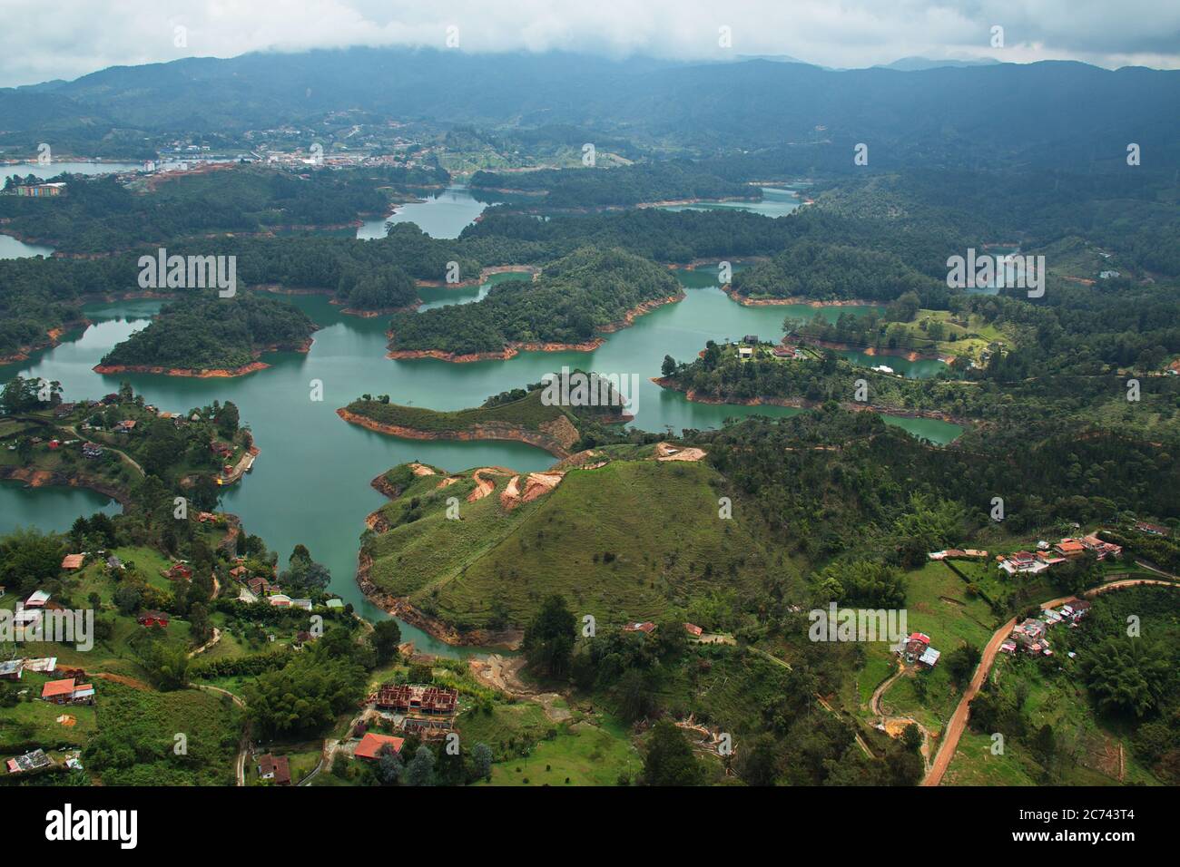 View from the summit of Stone of El Penol near Guatape in Colombia Stock Photo