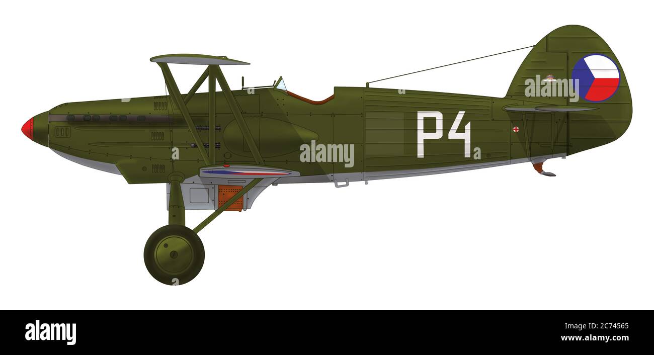 Avia B.534 (so called II version) of the Flight 31 of the Czechoslovak Army Air Force, October 1938 Stock Photo