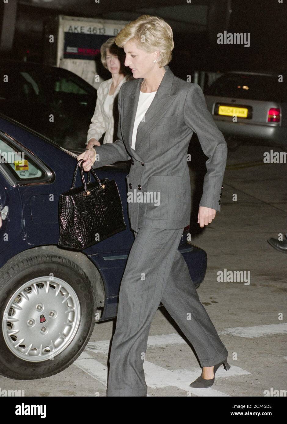 The Princess of Wales arriving at London's Heathrow Airport in September 1996. Stock Photo