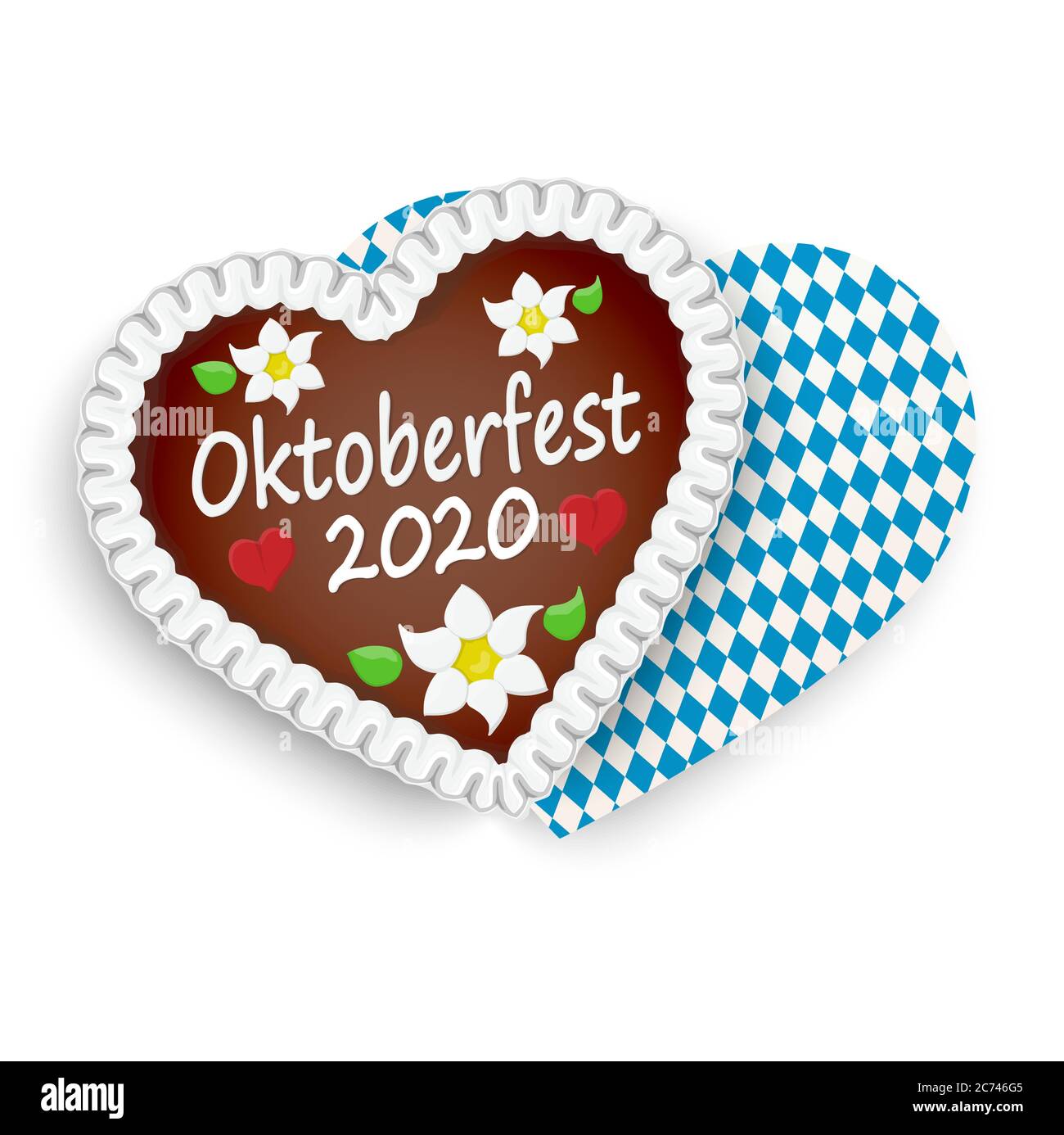 illustrated gingerbread heart with text in german for Oktoberfest 2020 time Stock Vector