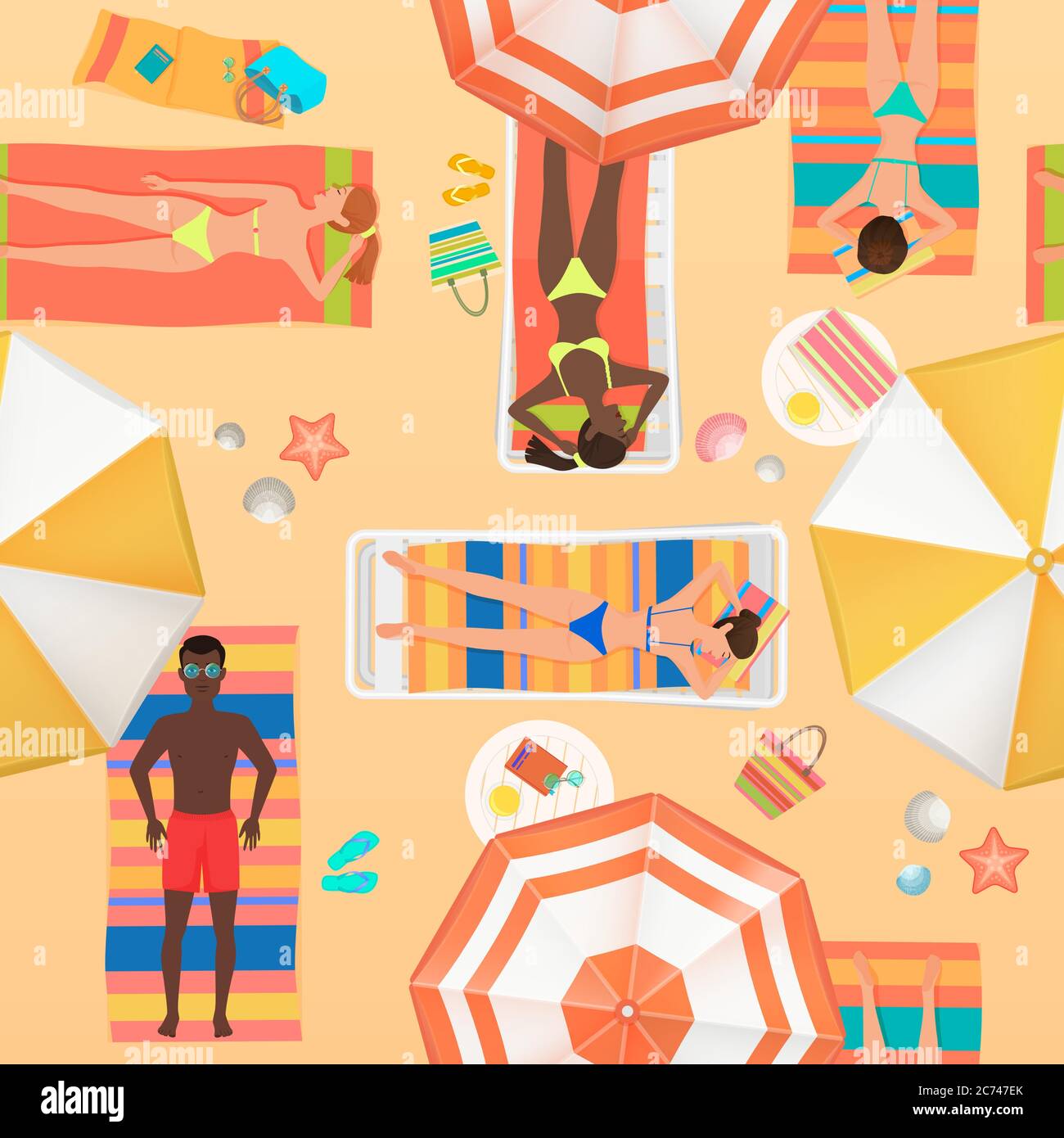 Sunbed Cartoon Umbrellas sunbeds Stock Vector Images - Alamy