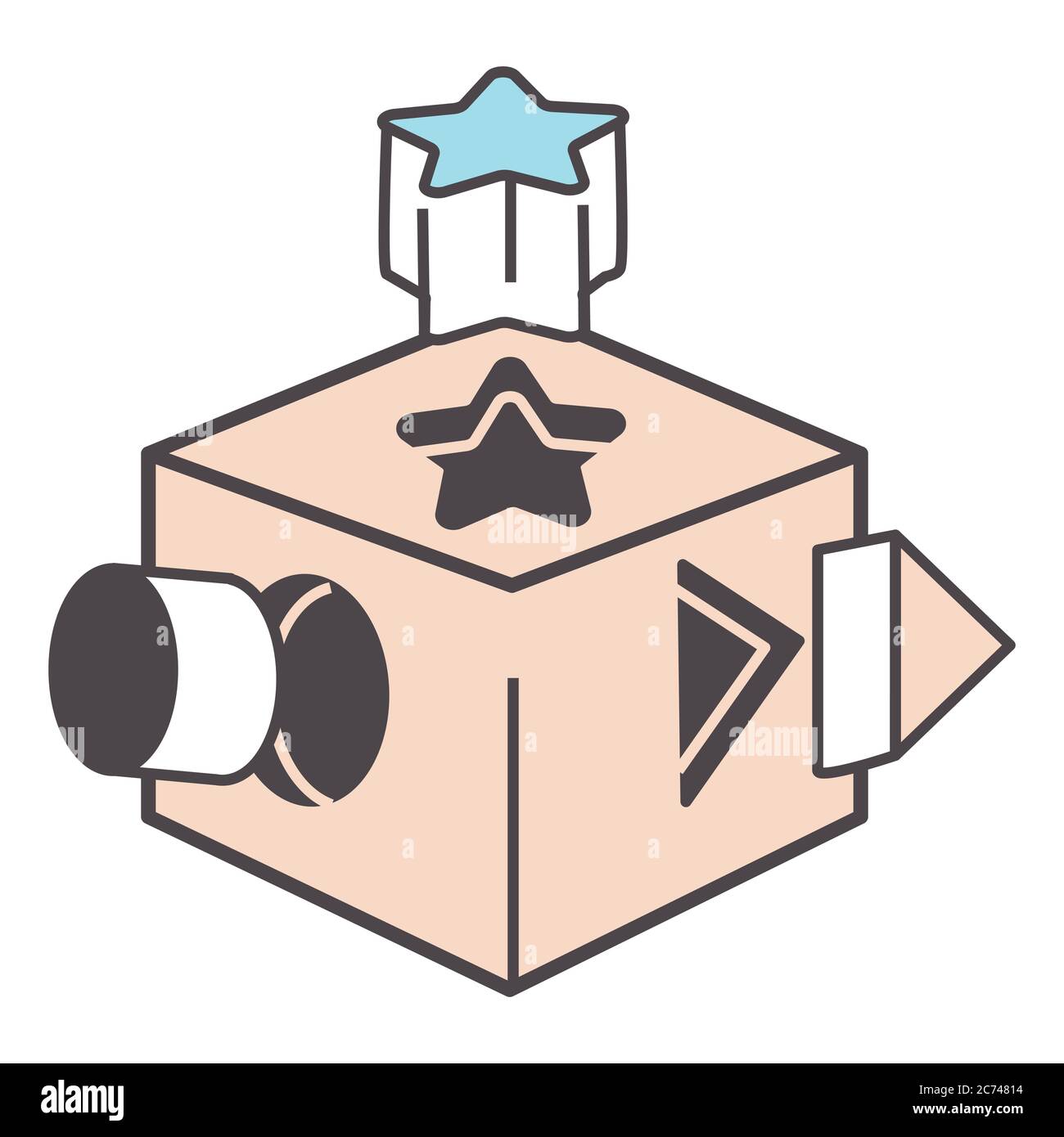 Busy board for children development, cube with objects Stock Vector