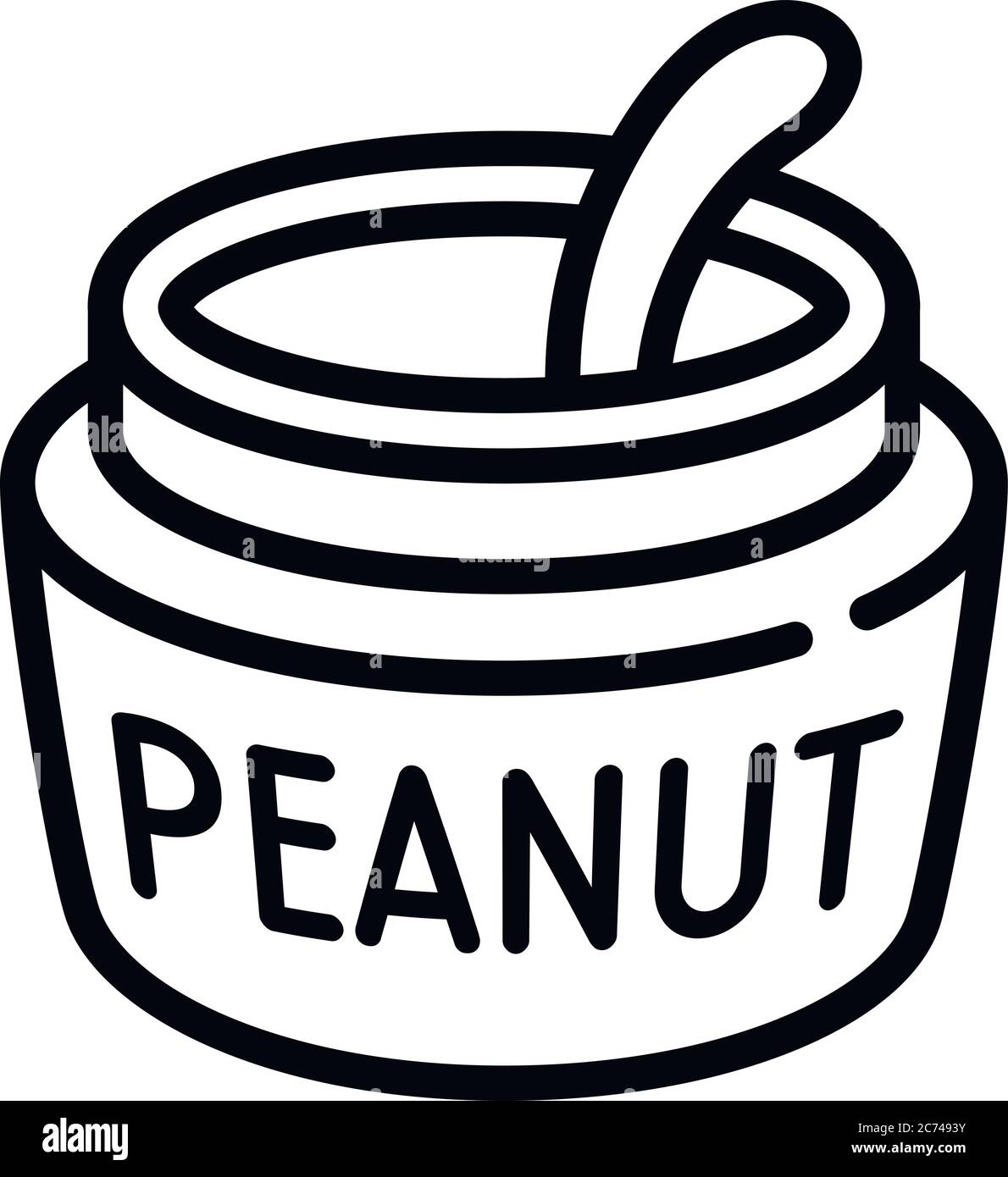Peanut jar spoon icon. Outline peanut jar spoon vector icon for web