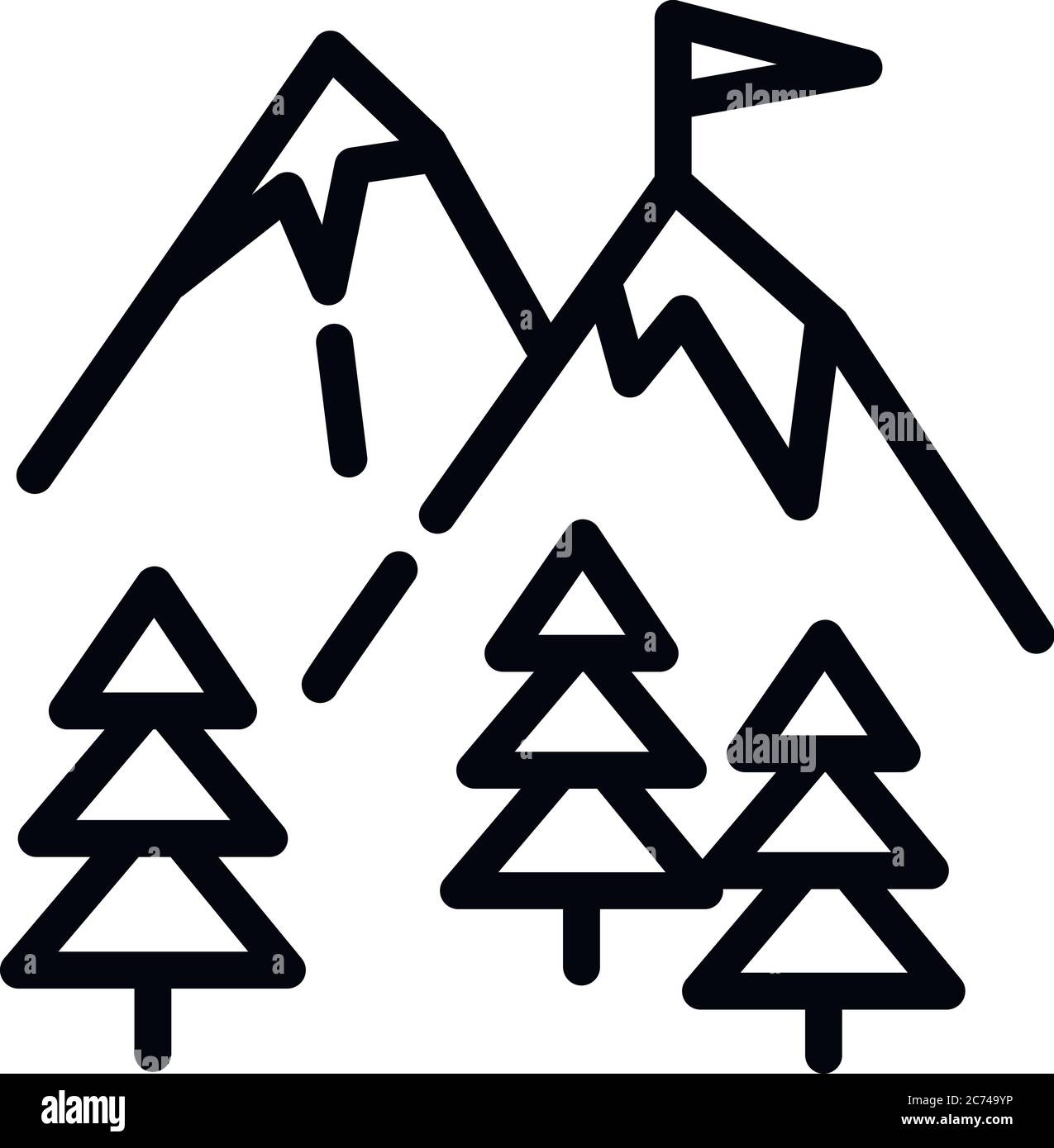 Ski mountains icon. Outline ski mountains vector icon for web design isolated on white background Stock Vector