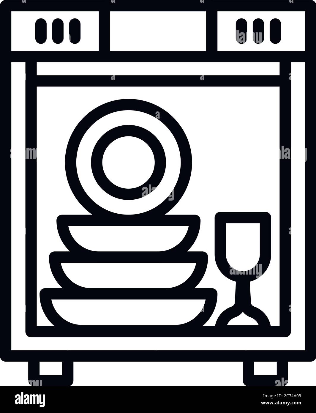 Full dishwasher icon. Outline full dishwasher vector icon for web design isolated on white