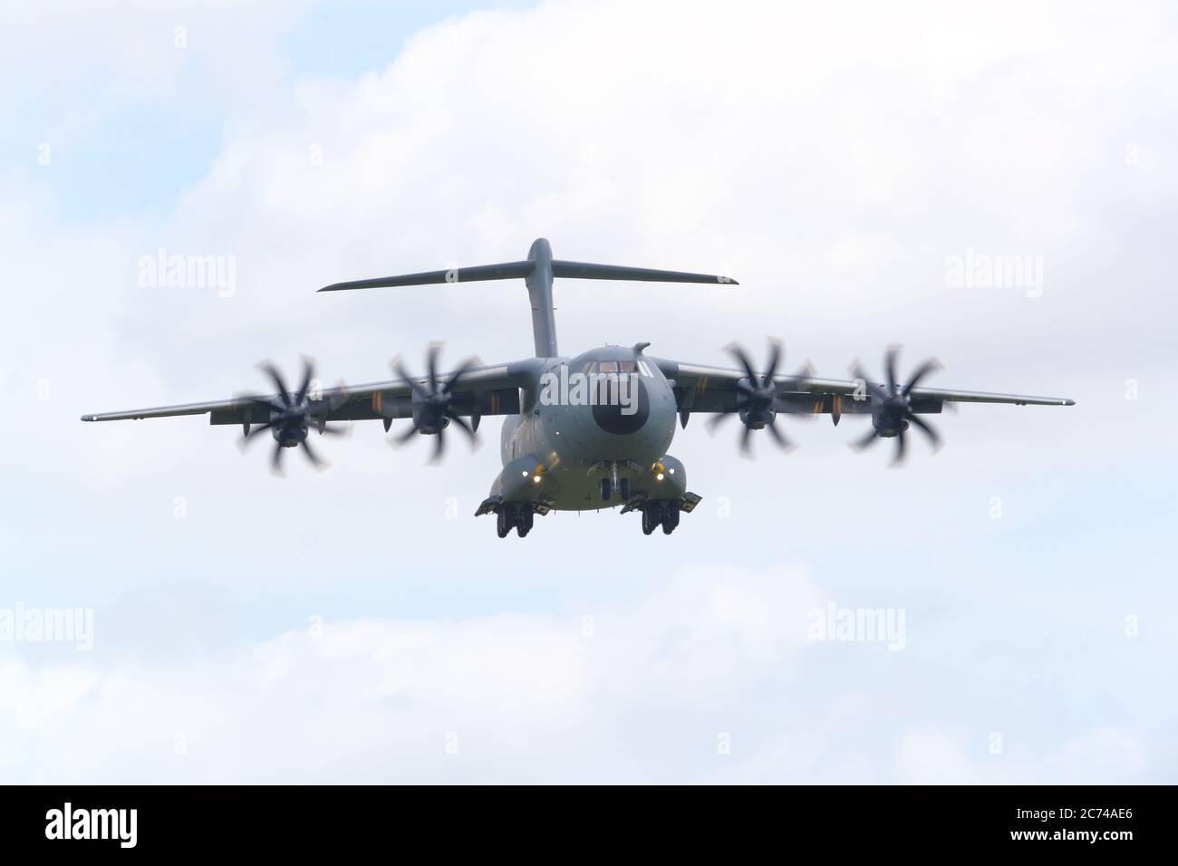 An RAF Airbus A400M Atlas landing at RAF Brize Norton, Oxfordshire, UK ...
