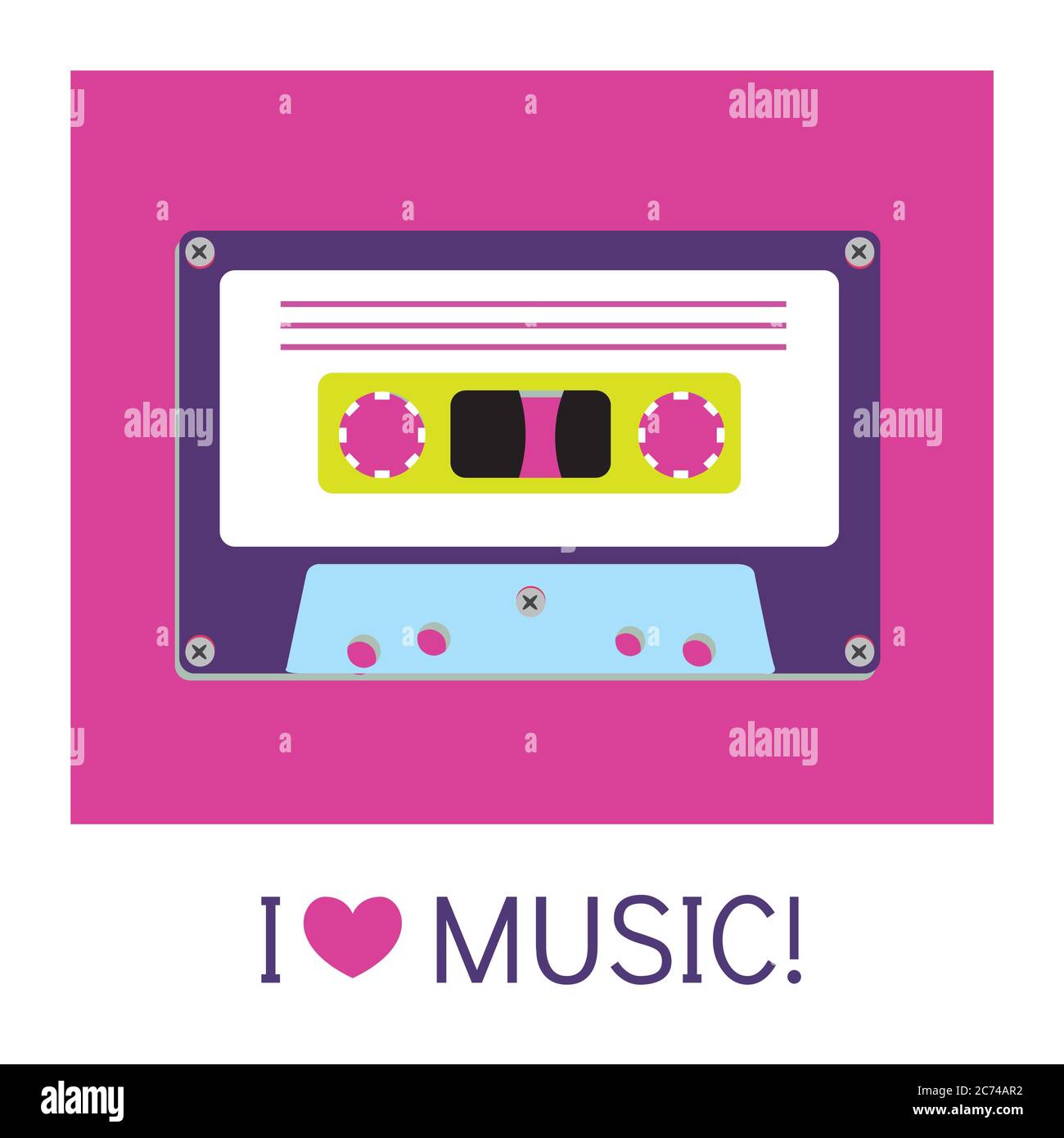 Audio cassette old tape painted in a flat style. Vector illustration ...