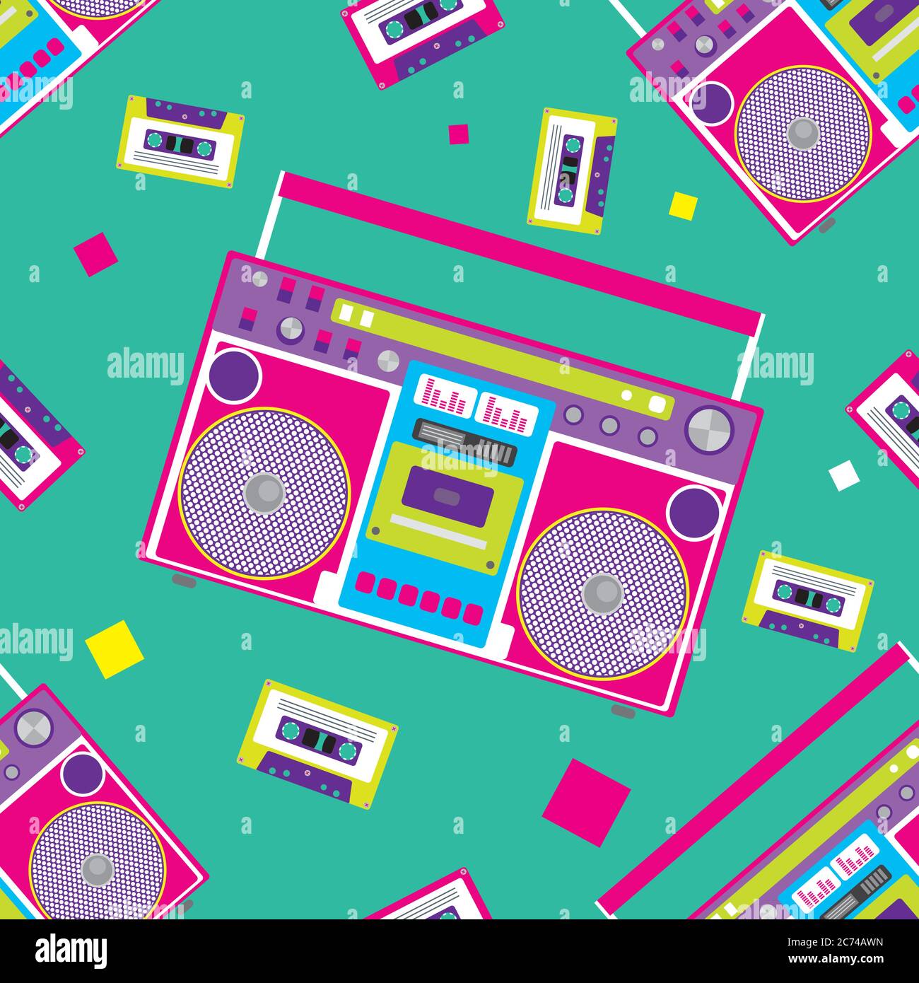 Audio cassette old tape painted in a flat style. Vector illustration ...