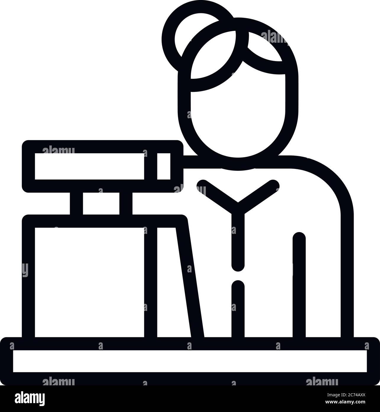 Woman cashier icon. Outline woman cashier vector icon for web design ...