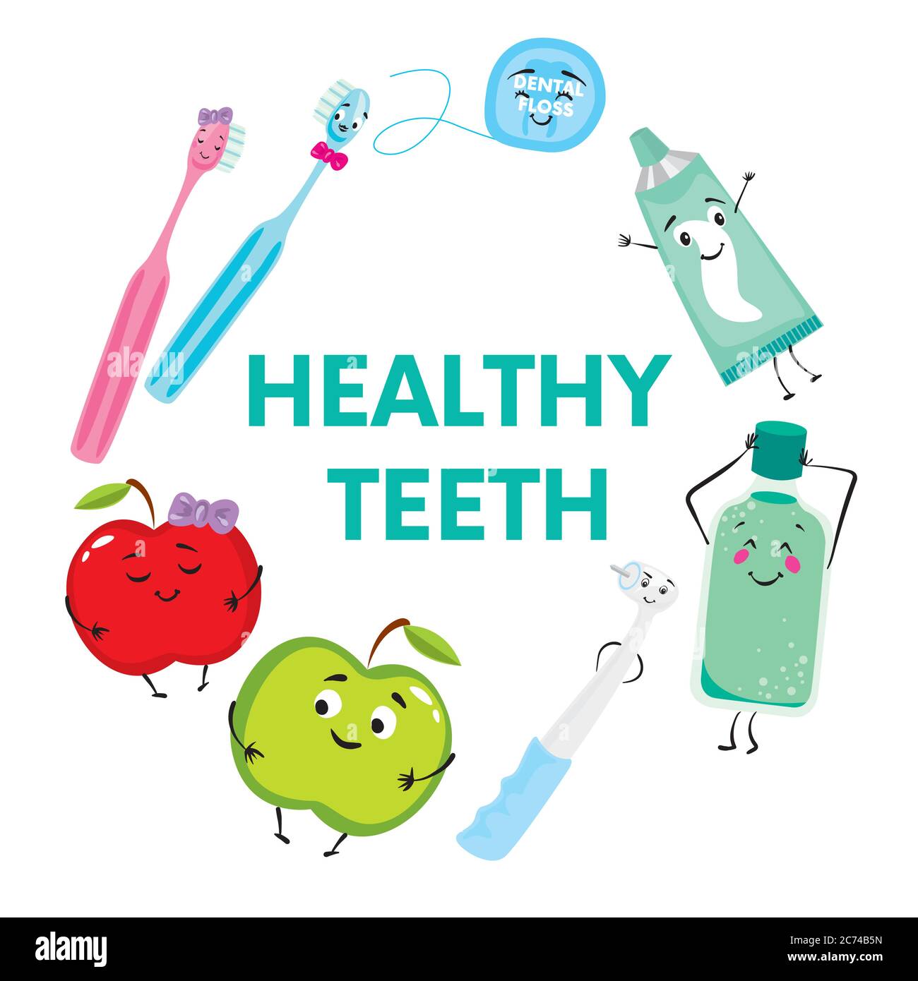 A set of products for the care of teeth and oral cavity. Dental floss ...