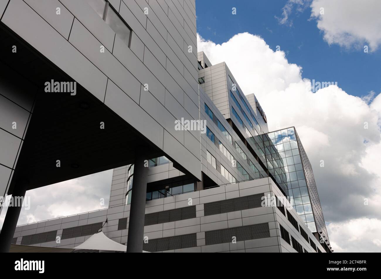 Katowice, Silesia, Poland; July 12th, 2020: Modern architecture of the ING corporate building in the city center of Katowice Stock Photo