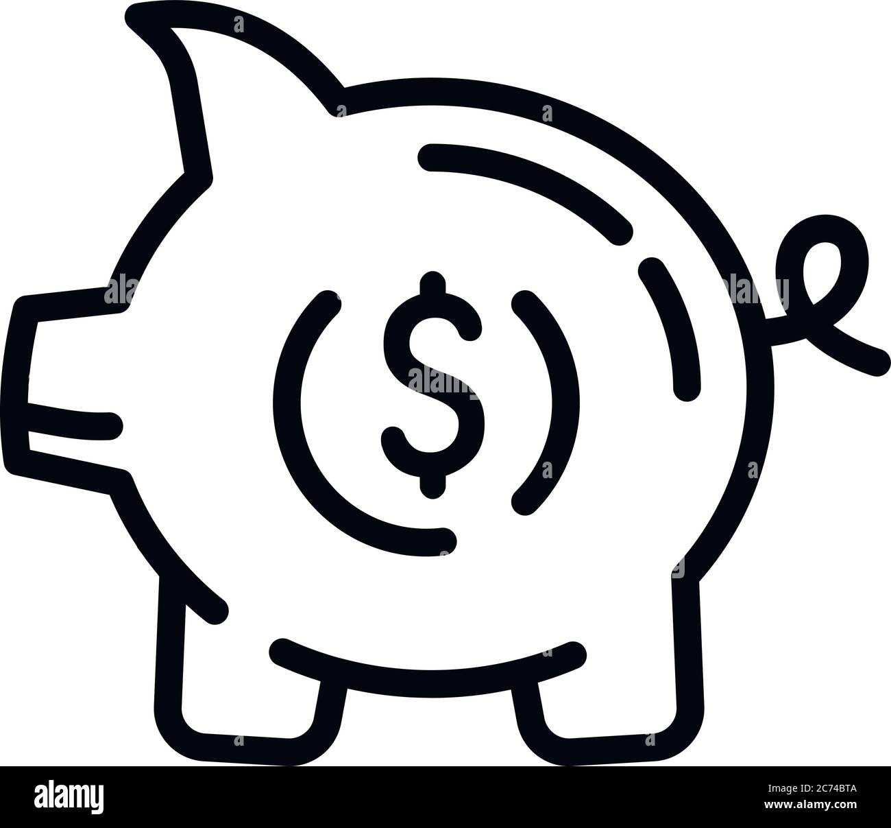 Money piggy bank icon. Outline money piggy bank vector icon for web ...