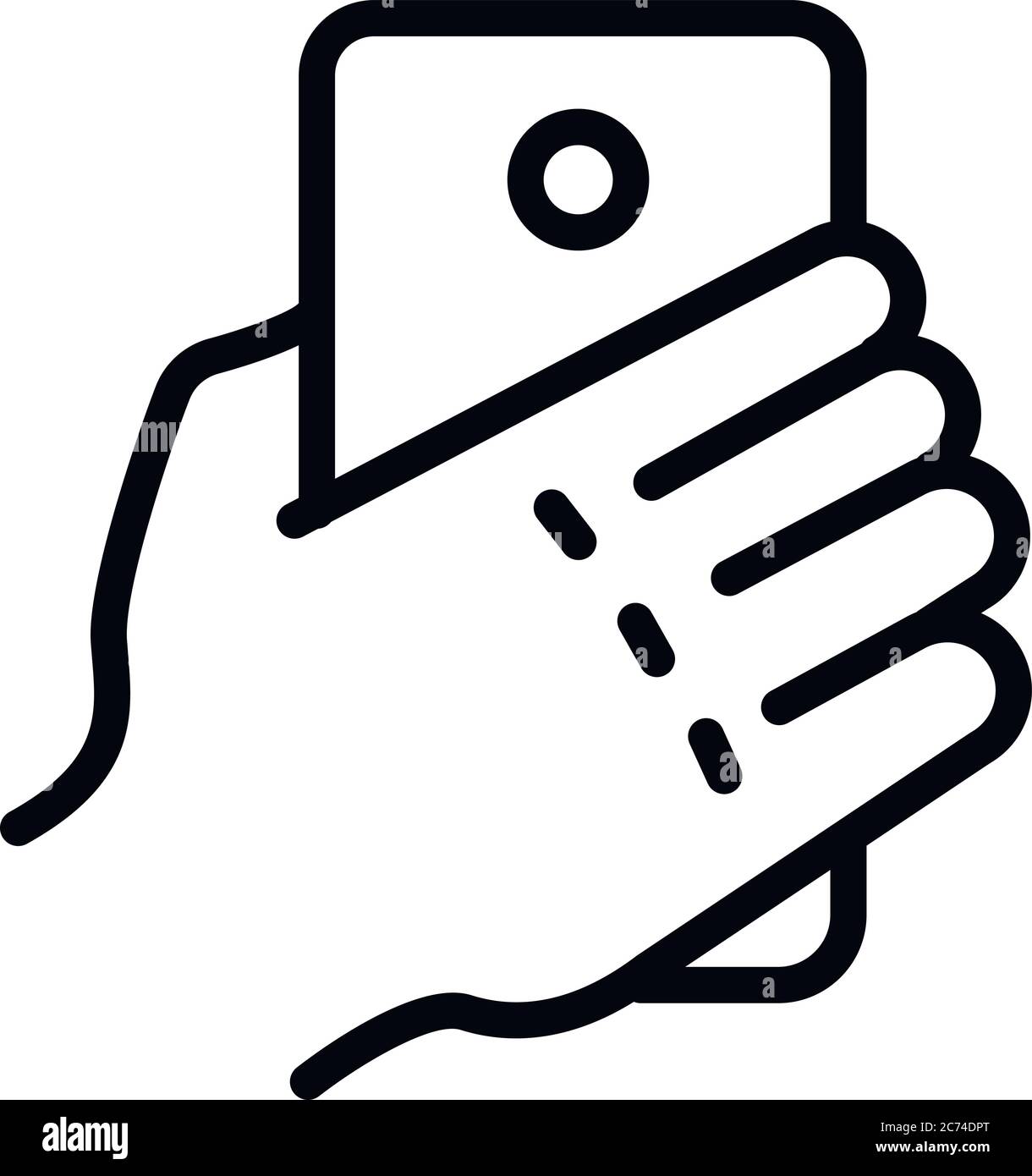 Smartphone hand selfie icon. Outline smartphone hand selfie vector icon ...