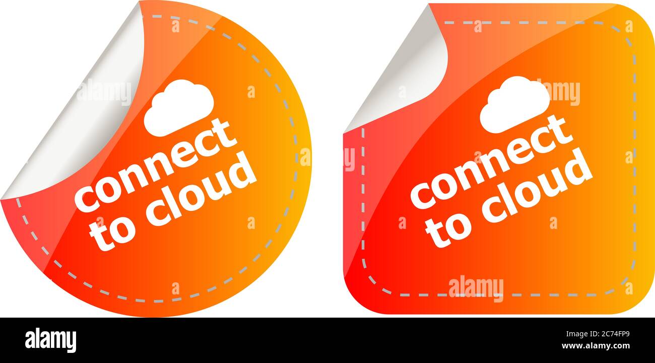 stickers label set business tag with connect to cloud word Stock Photo