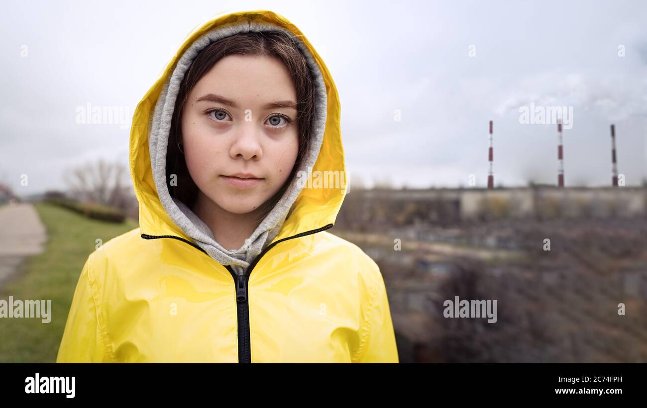 Teenager girl protesting climate change. Fridays for future Stock Photo