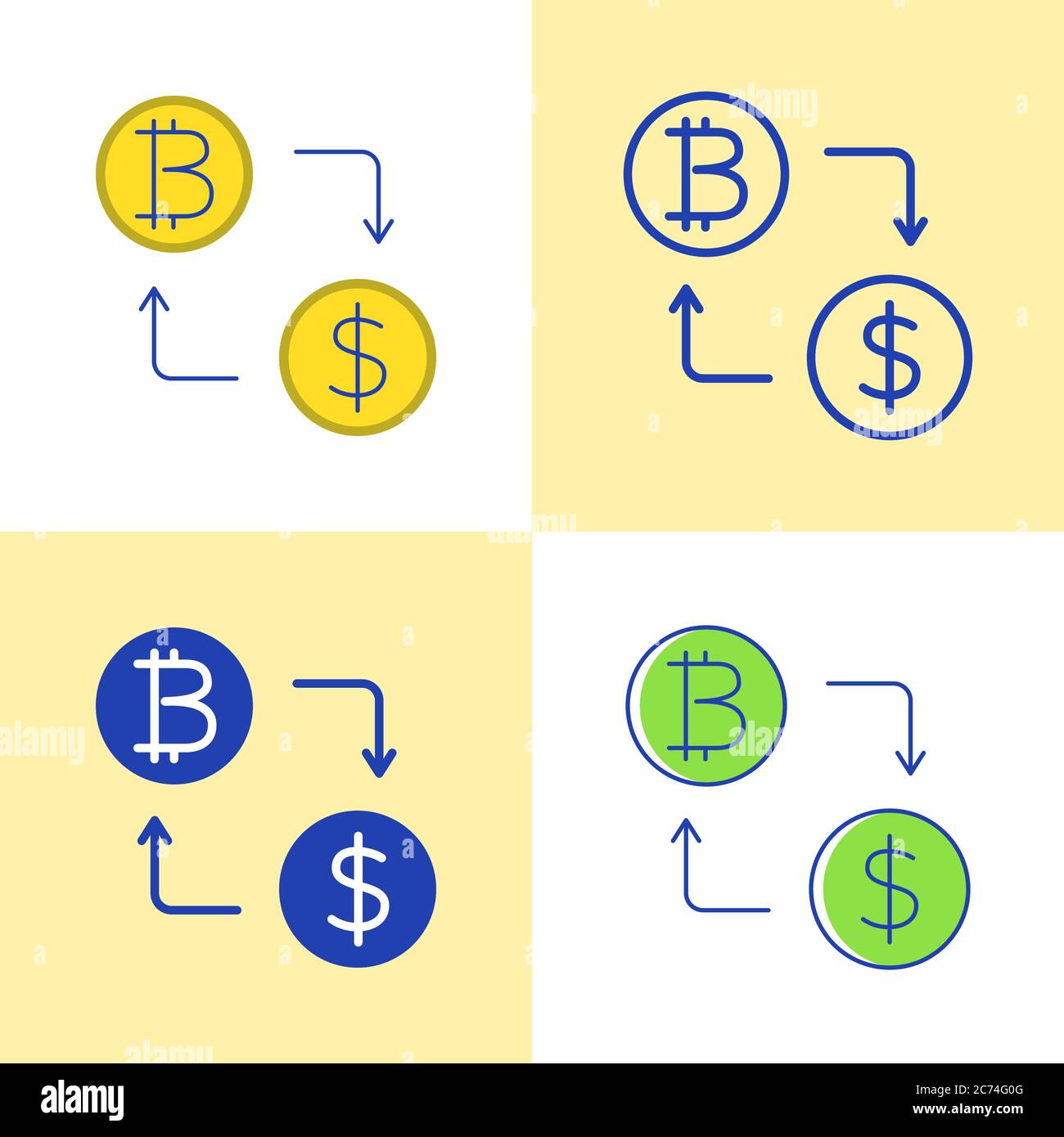 Crypto currency exchange concept. Convert bitcoin to dollar Stock Vector  Image & Art - Alamy