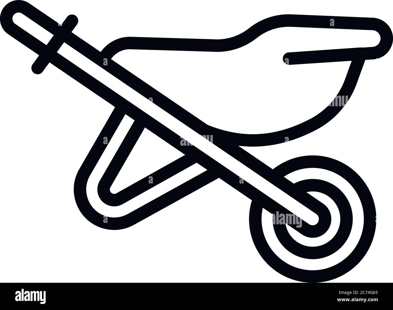 Wheelbarrow steel icon. Outline wheelbarrow steel vector icon for web