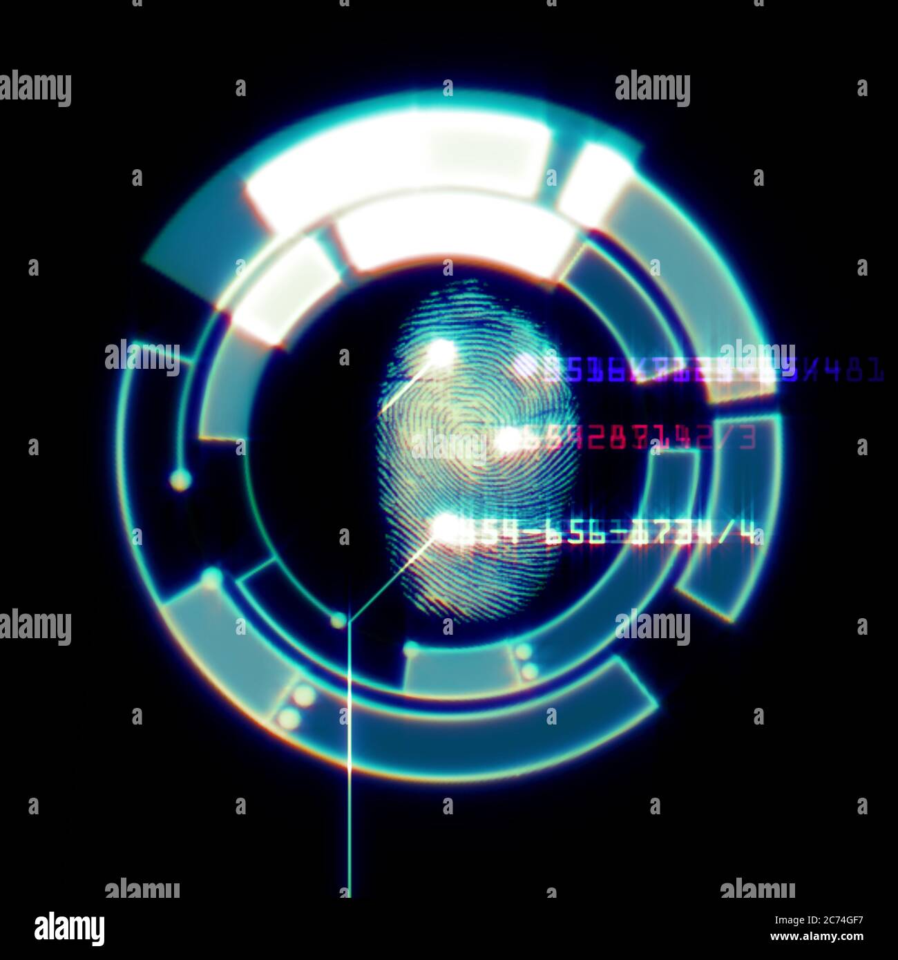 Digital fingerprint scanning identification system, illustration