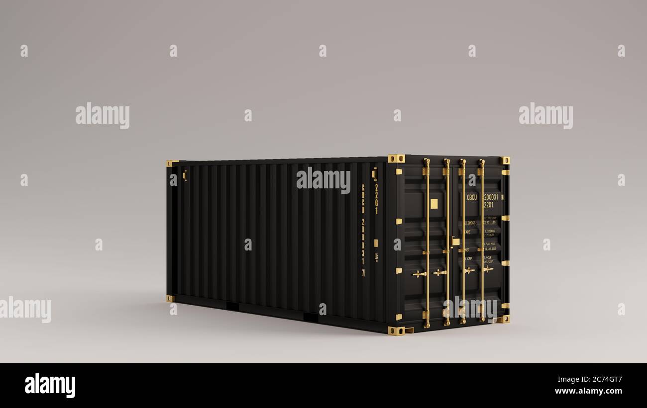 Black with Gold Detail Intermodal Cargo Container 3d illustration 3d render Stock Photo