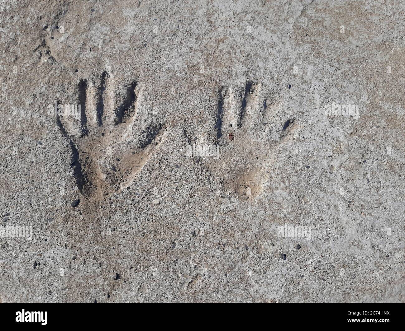 handprints on concrete, Germany Stock Photo Alamy
