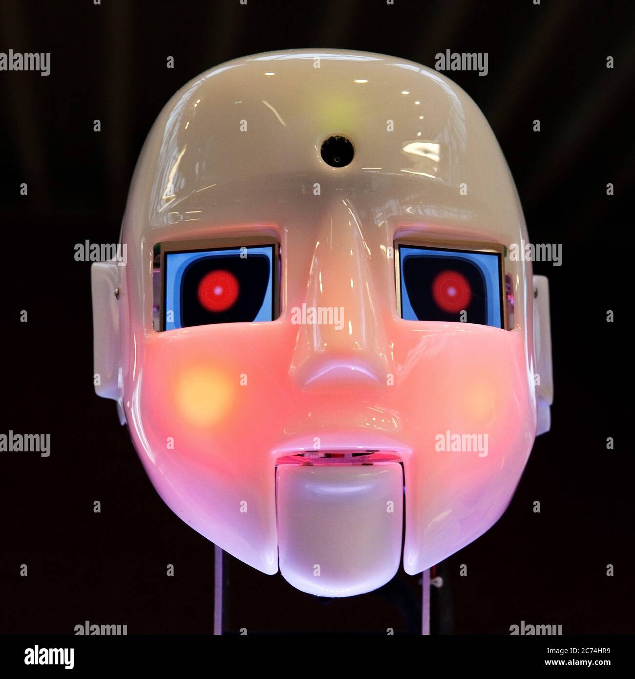 humanoid robot embarrassing Stock Photo