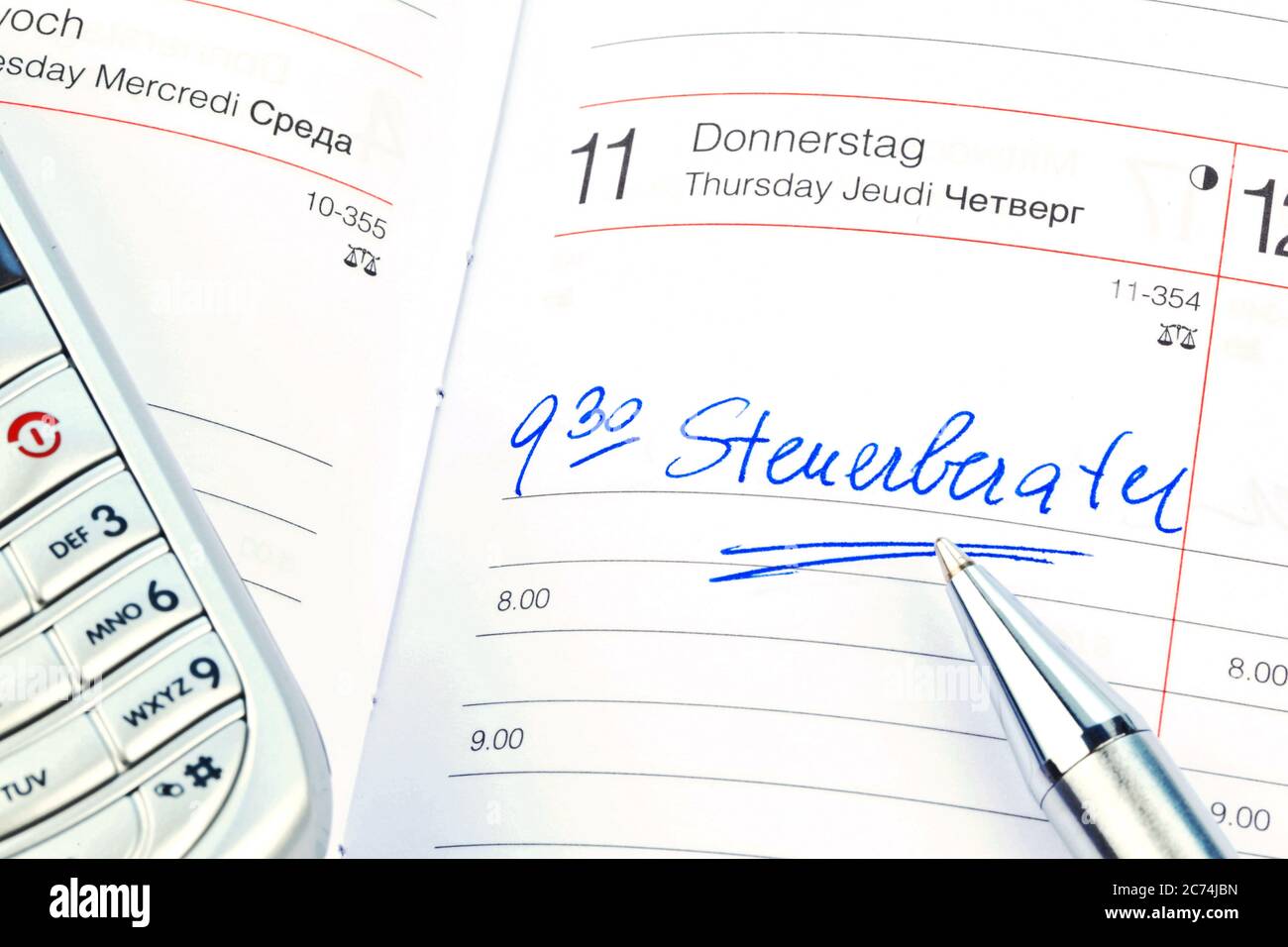 calendar entry tax adviser, Germany Stock Photo