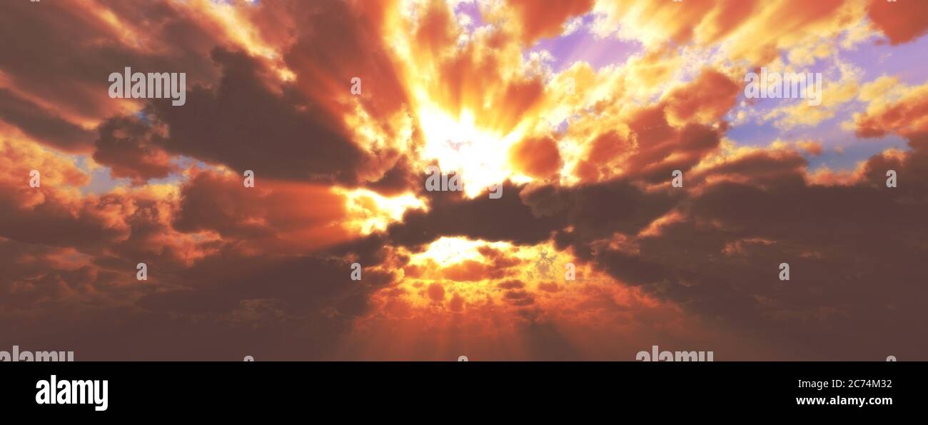 Sunset / sunrise with clouds, light rays and other atmospheric effect ...