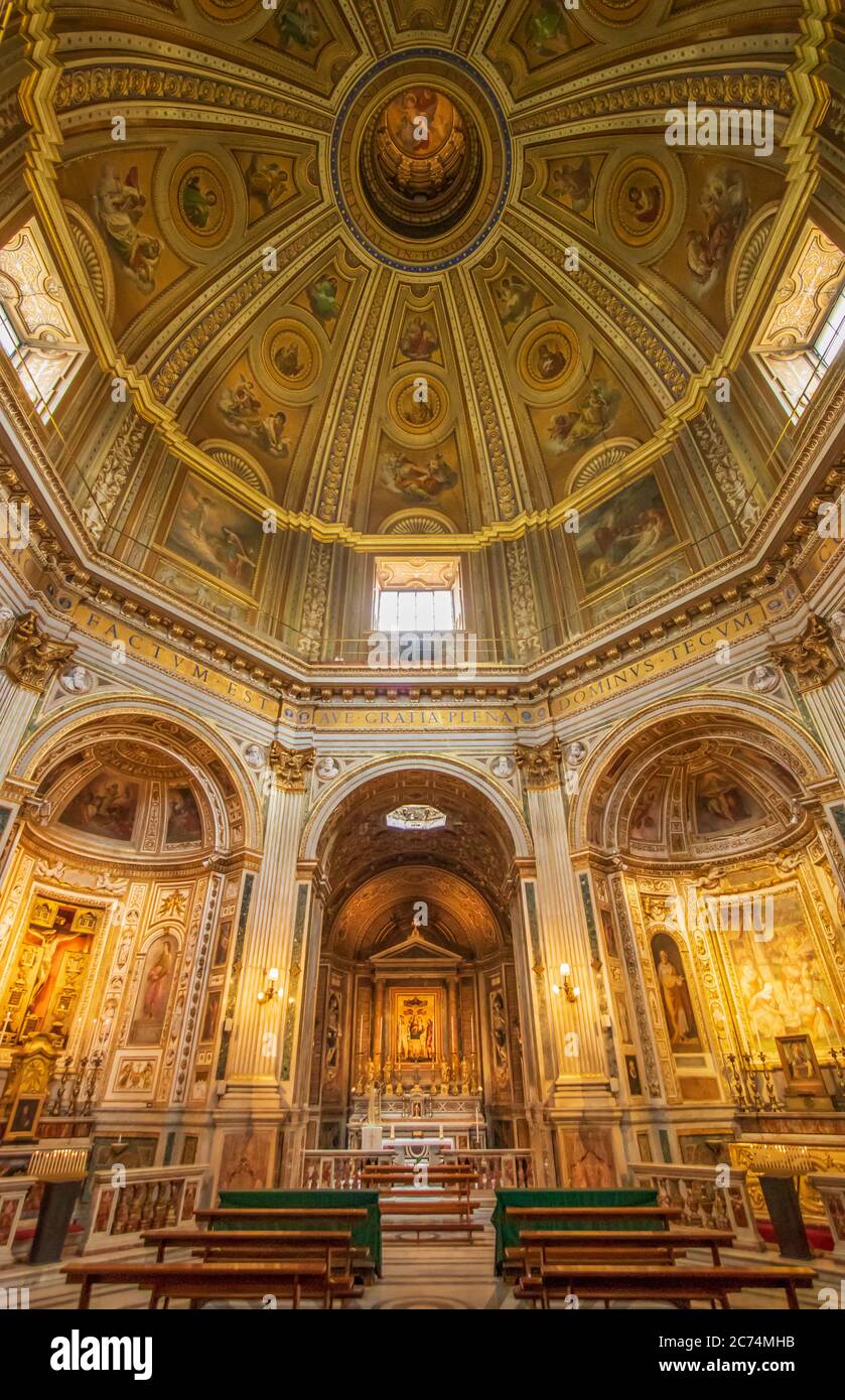 Home of the Vatican and main center of Catholicism, Rome displays dozens of wonderful churches. Here in particular the Santa Maria di Loreto basilica Stock Photo