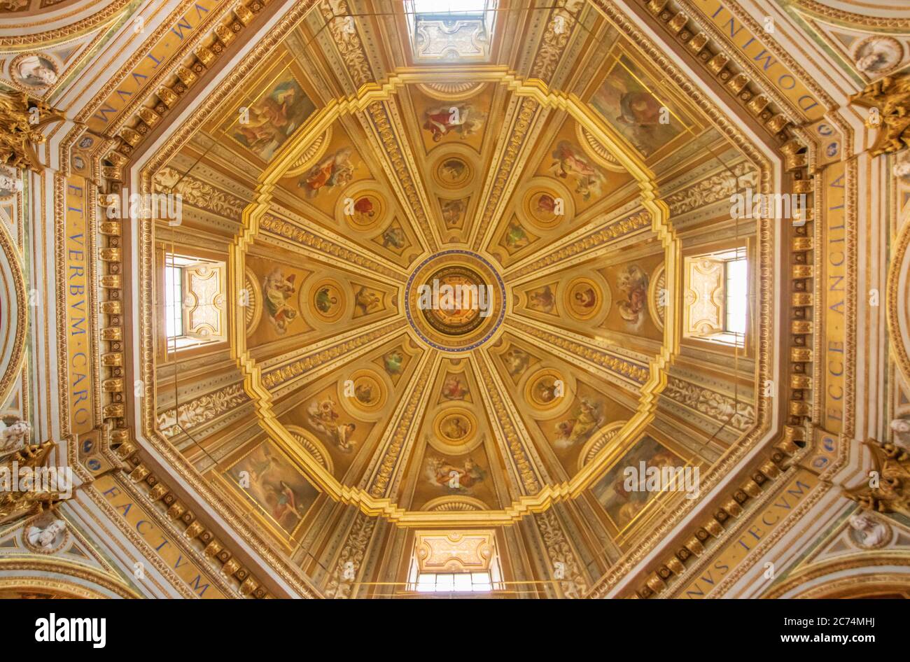 Home of the Vatican and main center of Catholicism, Rome displays dozens of wonderful churches. Here in particular the Santa Maria di Loreto basilica Stock Photo