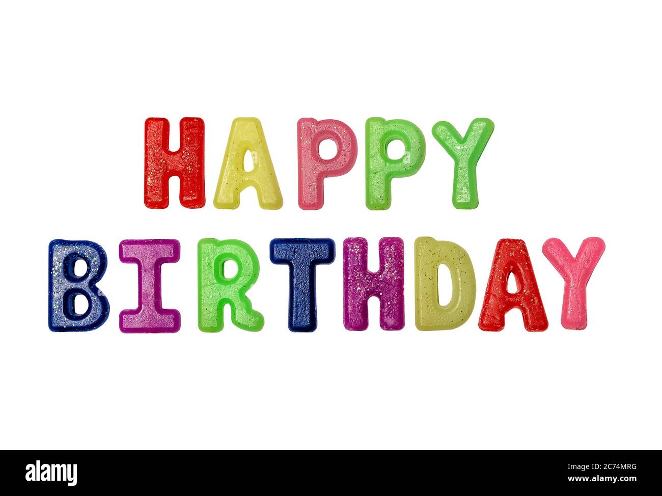 Multicolored inscription Happy birthday letters isolate on white background Stock Photo Alamy