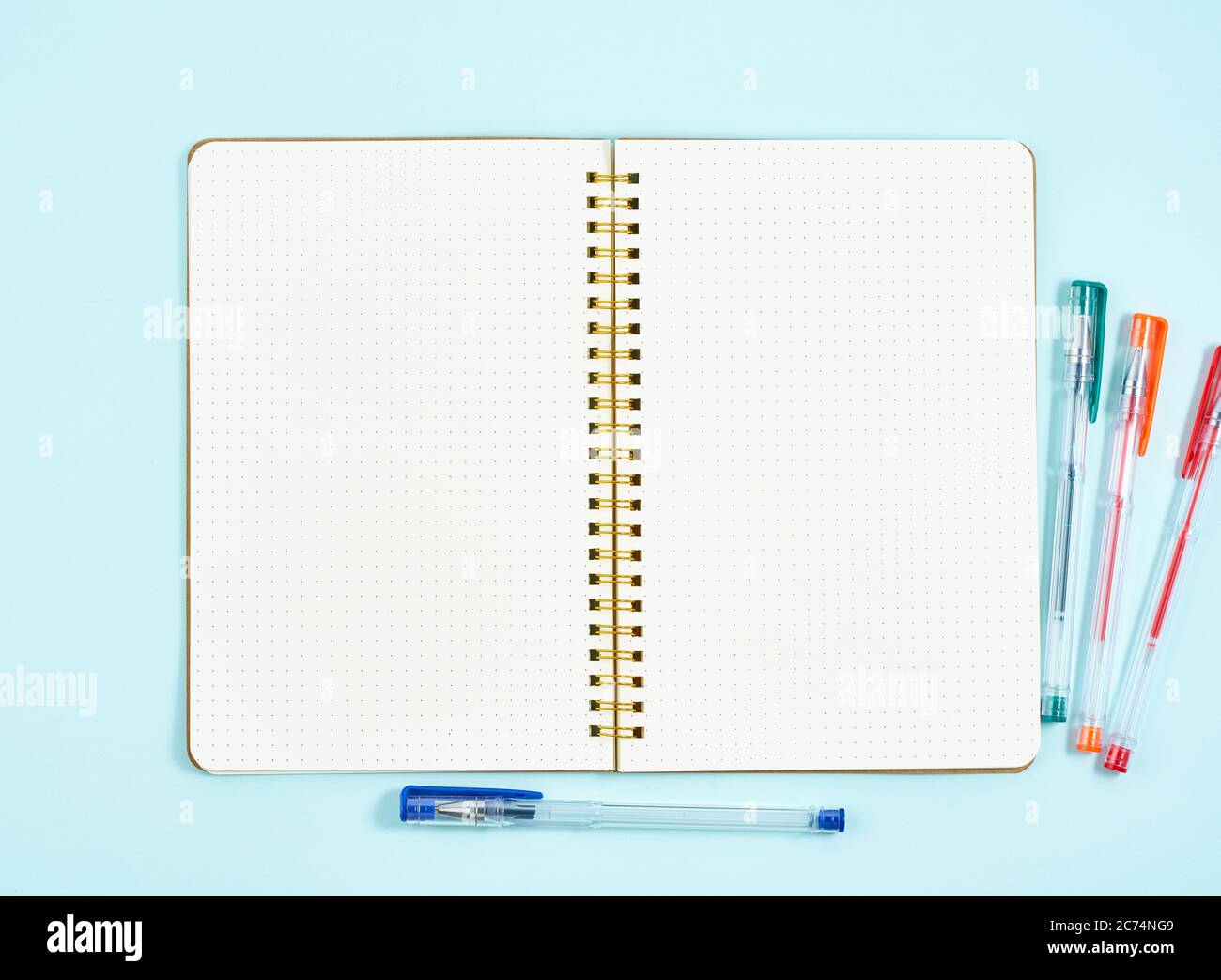 Download Blank Notepad Page In Bullet Journal On Blue Office Desktop Top View Of Modern Bright Table With Notebook Mock Up Copy Space Stock Photo Alamy