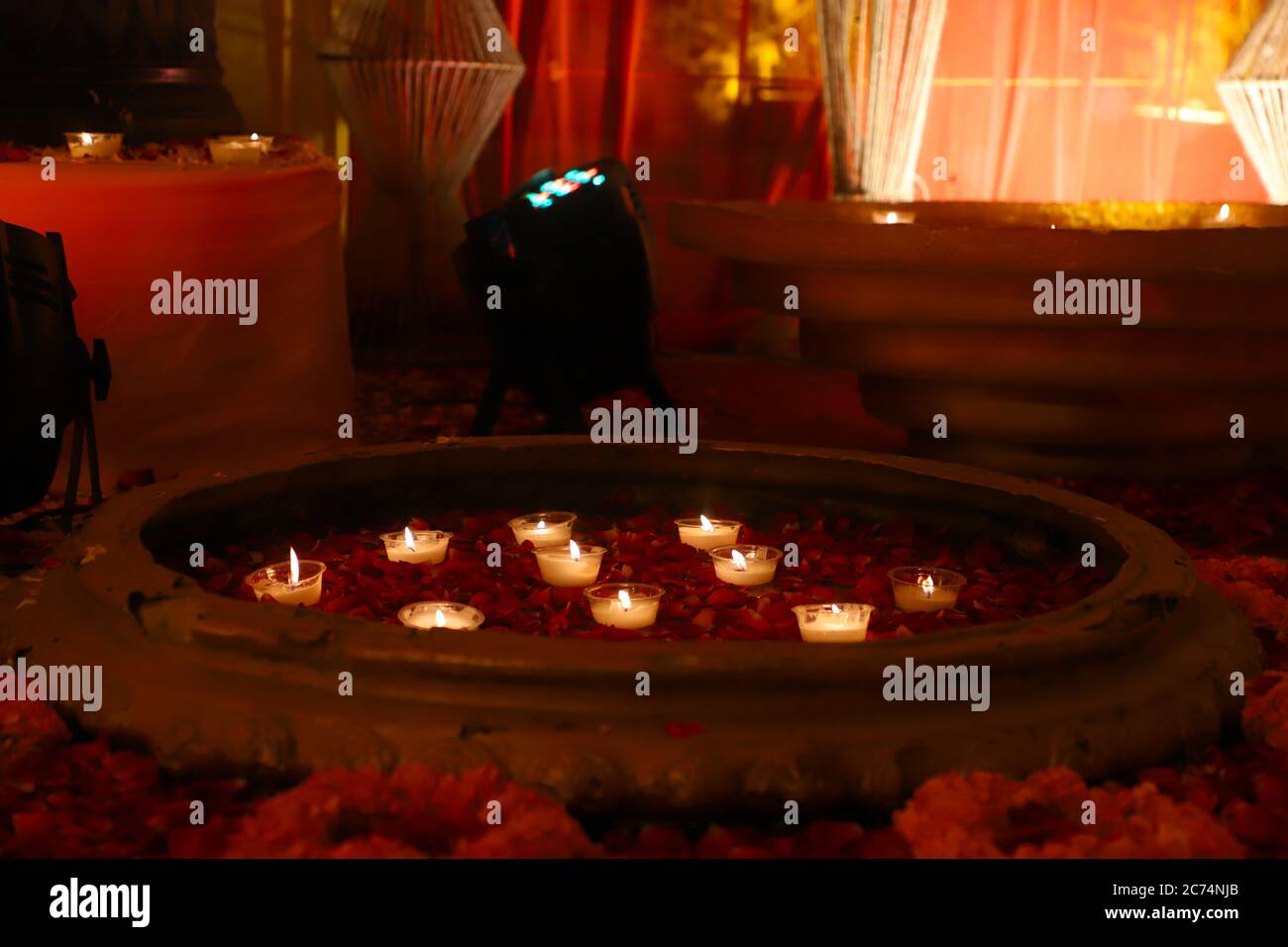 diwali lamp decoration of royal house. Stock Photo