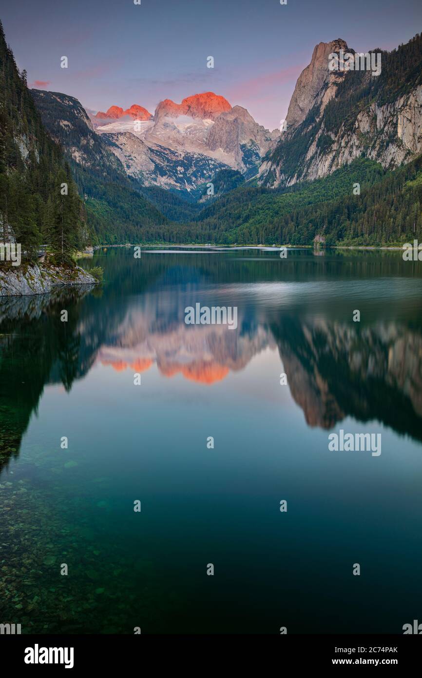 Gosausee, European Alps. Image of Gosausee, Austria located in European Alps at summer sunset. Stock Photo