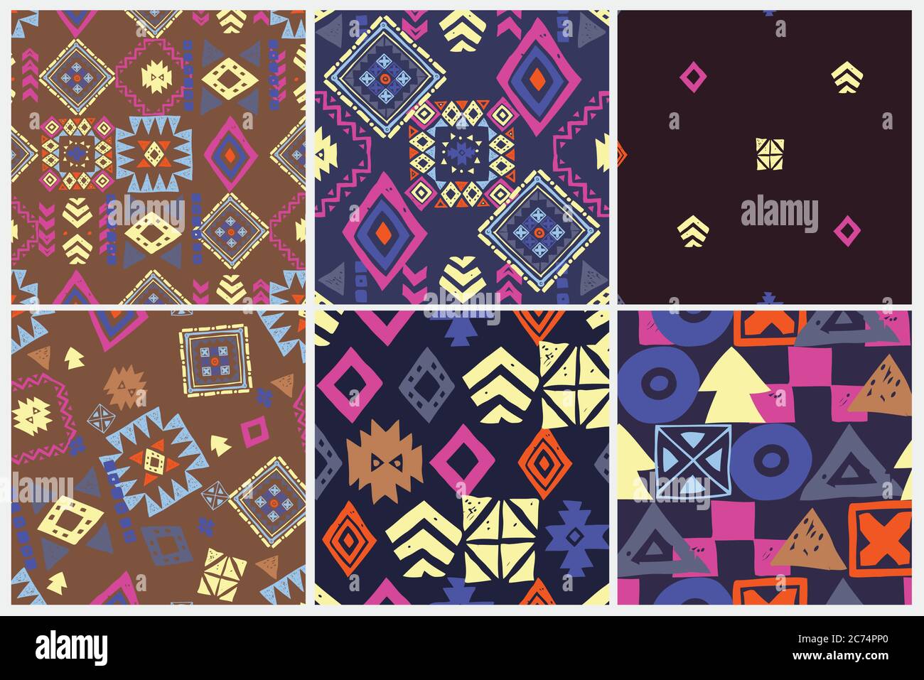 Seamless Ethnic pattern set. Tribal vector abstract background Stock ...