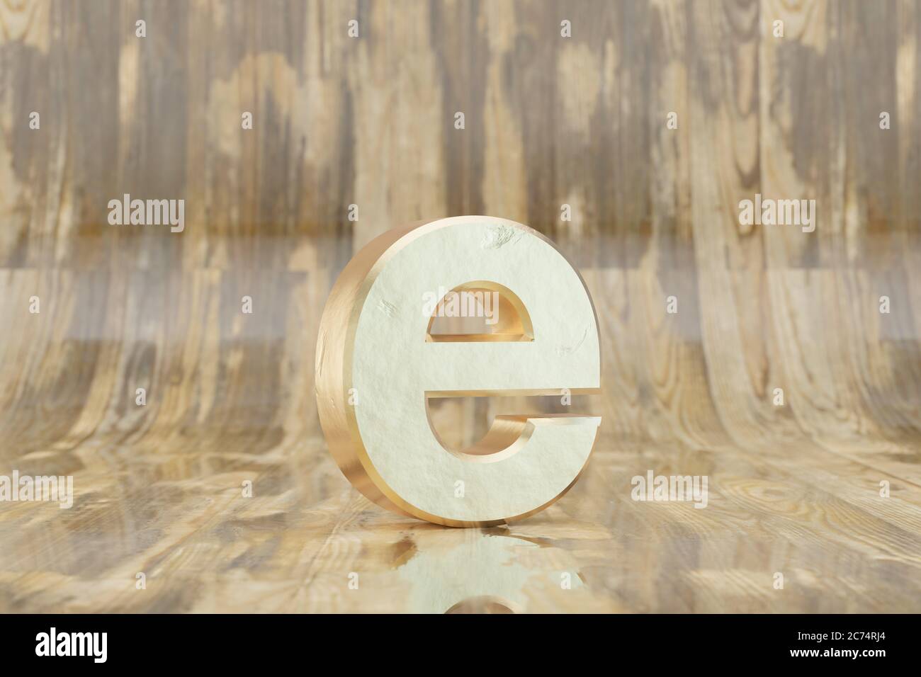 Gold 3d Letter E Lowercase Golden Letter On Glossy Wet Wooden Background Golden Alphabet With Imperfections 3d Rendered Font Character Stock Photo Alamy